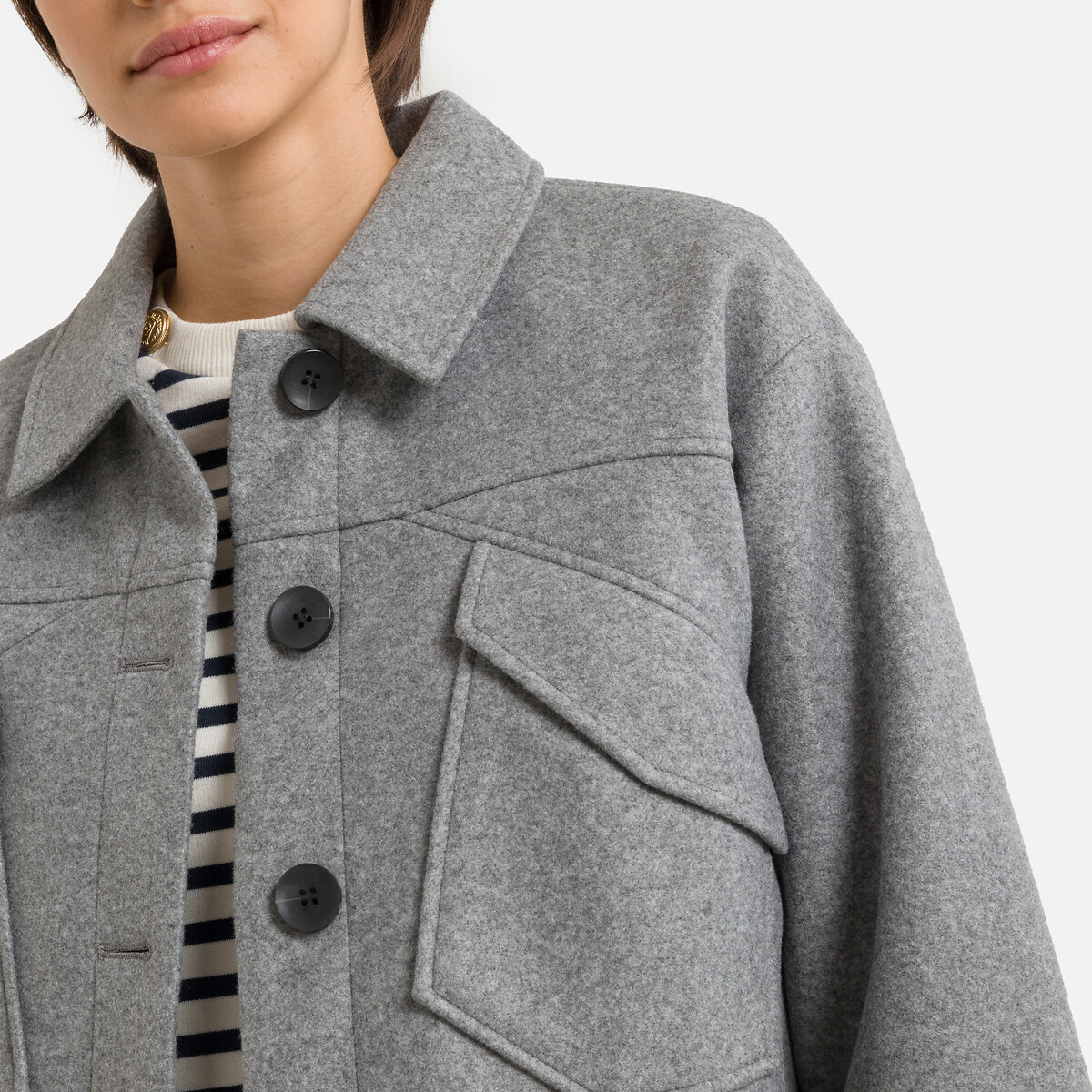 Куртка ONLY Куртка С застежкой на пуговицы XL серый, размер XL - фото 3
