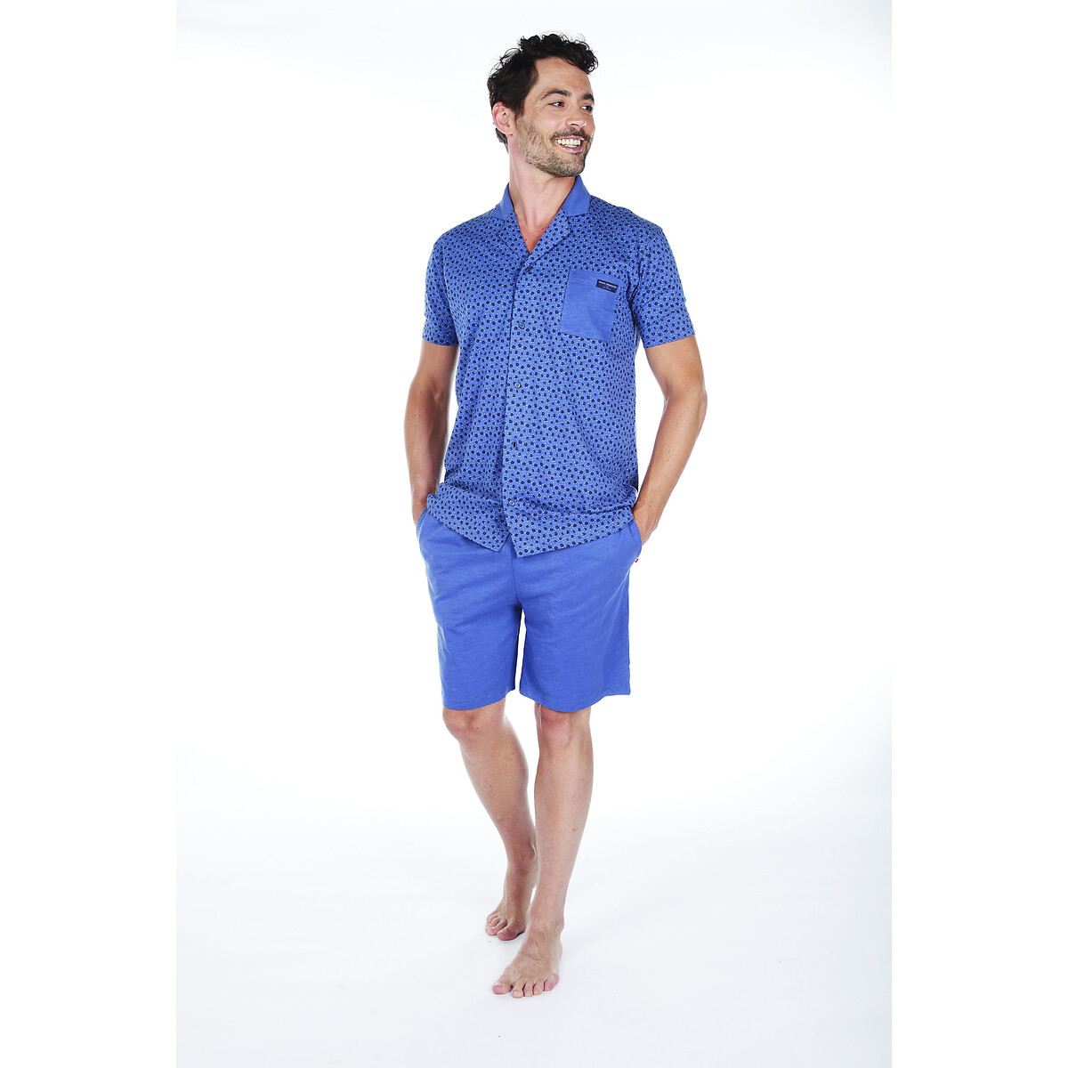 Пижама DODO С шортами рубашка с принтом Printemps M синий, размер M - фото 1