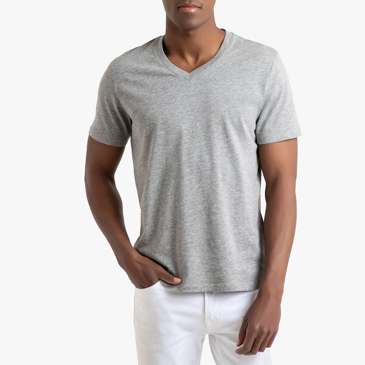 Collections T-shirt de decote em V em algodão, Théo