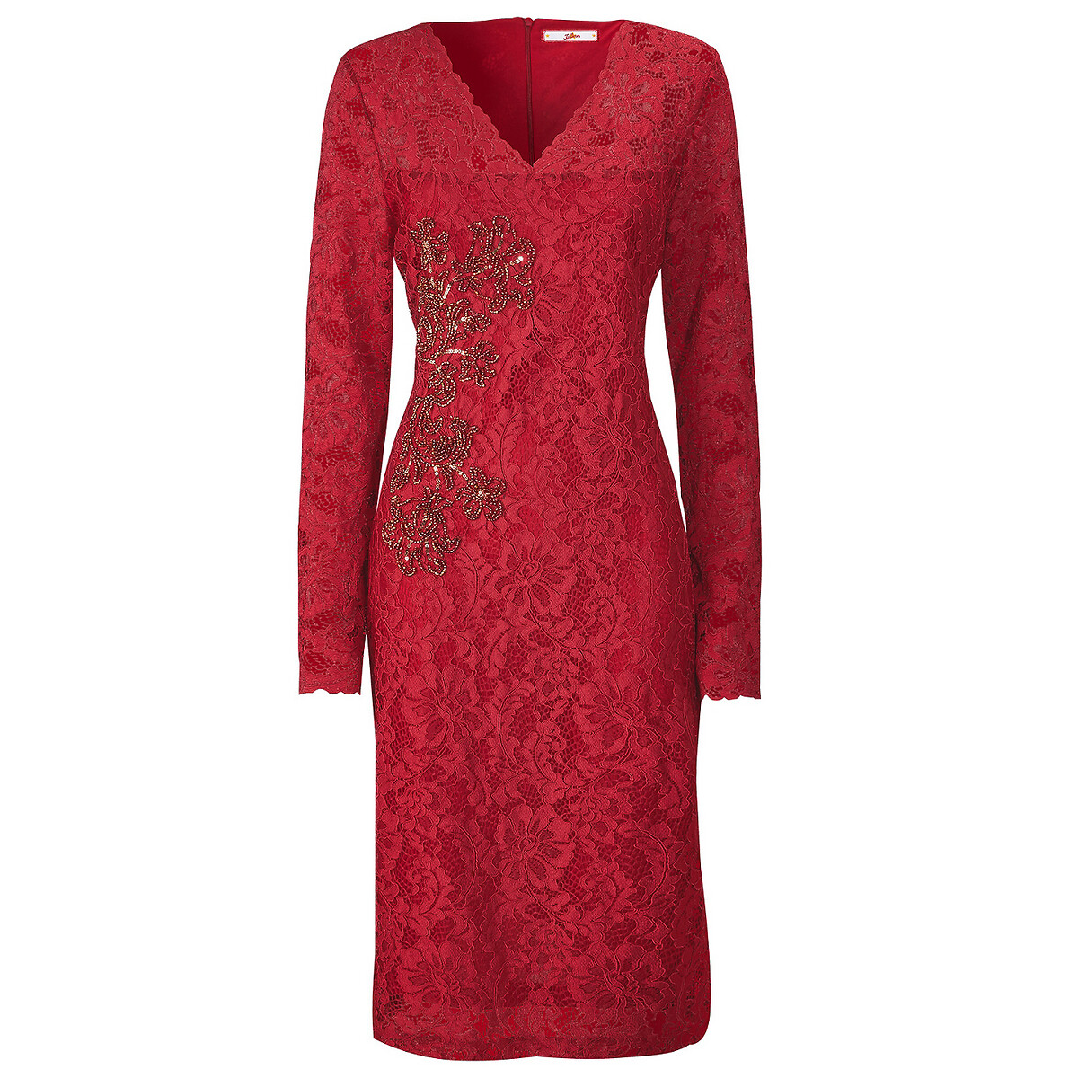 Платье LaRedoute Приталенное с кружевом и вышивкой 36 (FR) - 42 (RUS) красный, размер 36 (FR) - 42 (RUS) Приталенное с кружевом и вышивкой 36 (FR) - 42 (RUS) красный - фото 3