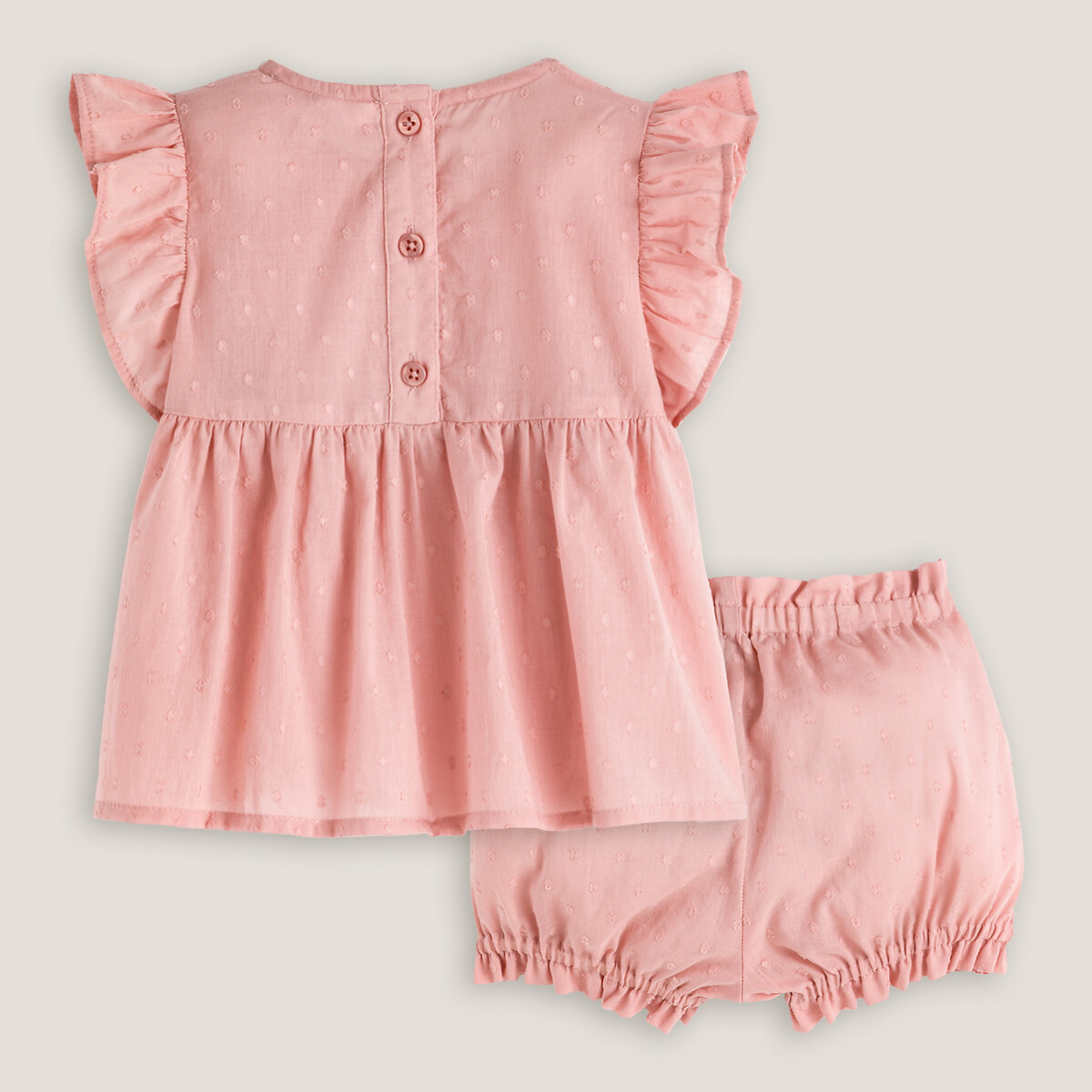 Комплект из 2 вещей из LA REDOUTE COLLECTIONS Блузки и шаровар с вышивкой гладью 1 год - 74 см розовый, размер 1 - фото 2