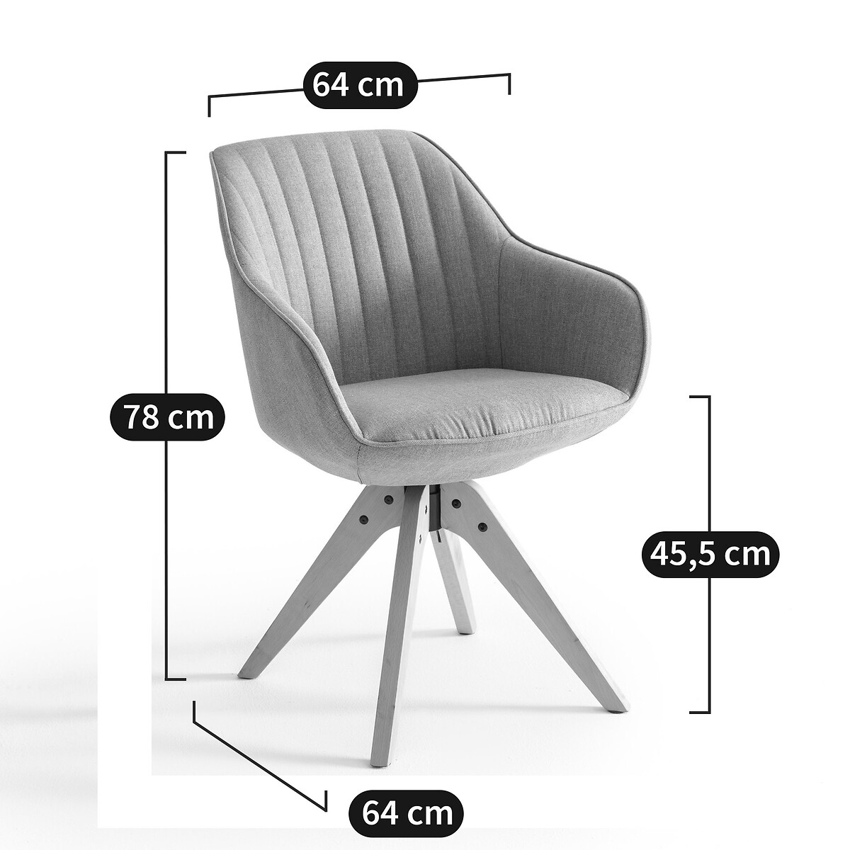 Кресло La Redoute Вращающееся для письменного стола JIMI единый размер серый - фото 3