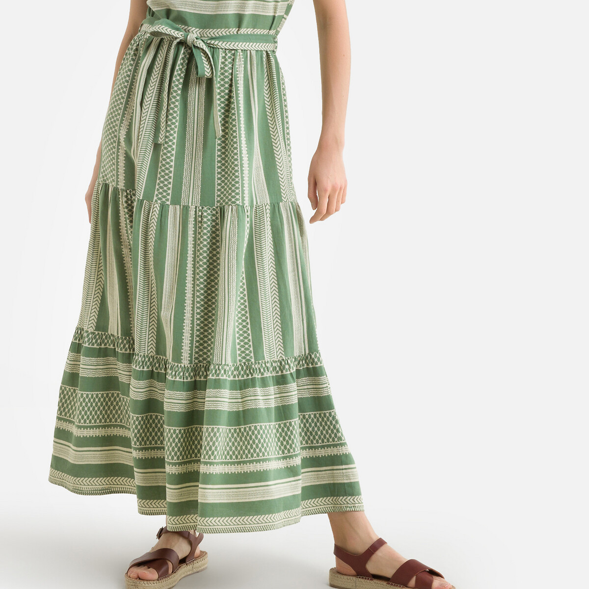 Платье LaRedoute Длинное в полоску на тонких бретелях XS зеленый, размер XS - фото 3