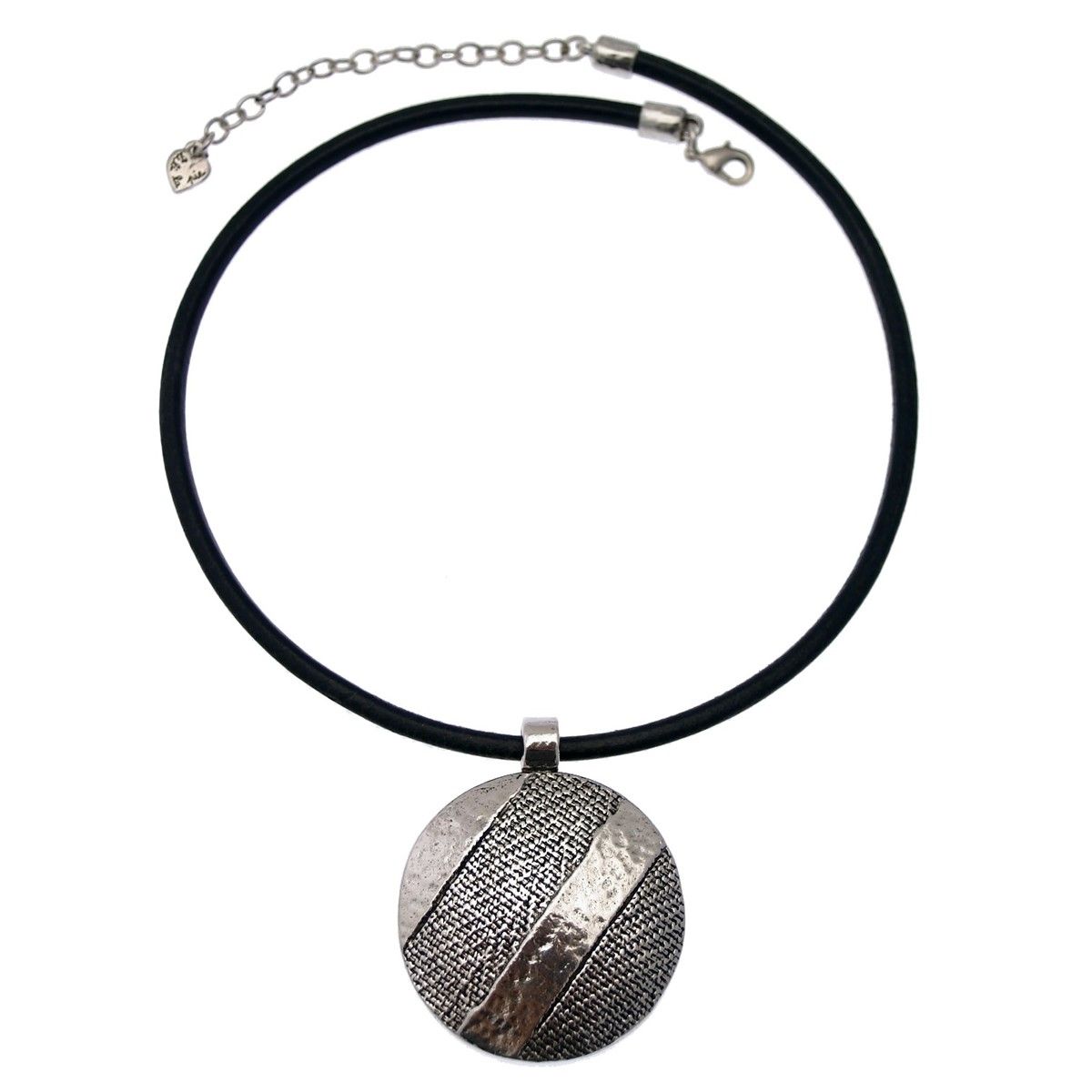 Collier cuir motif rond collection MATIERE