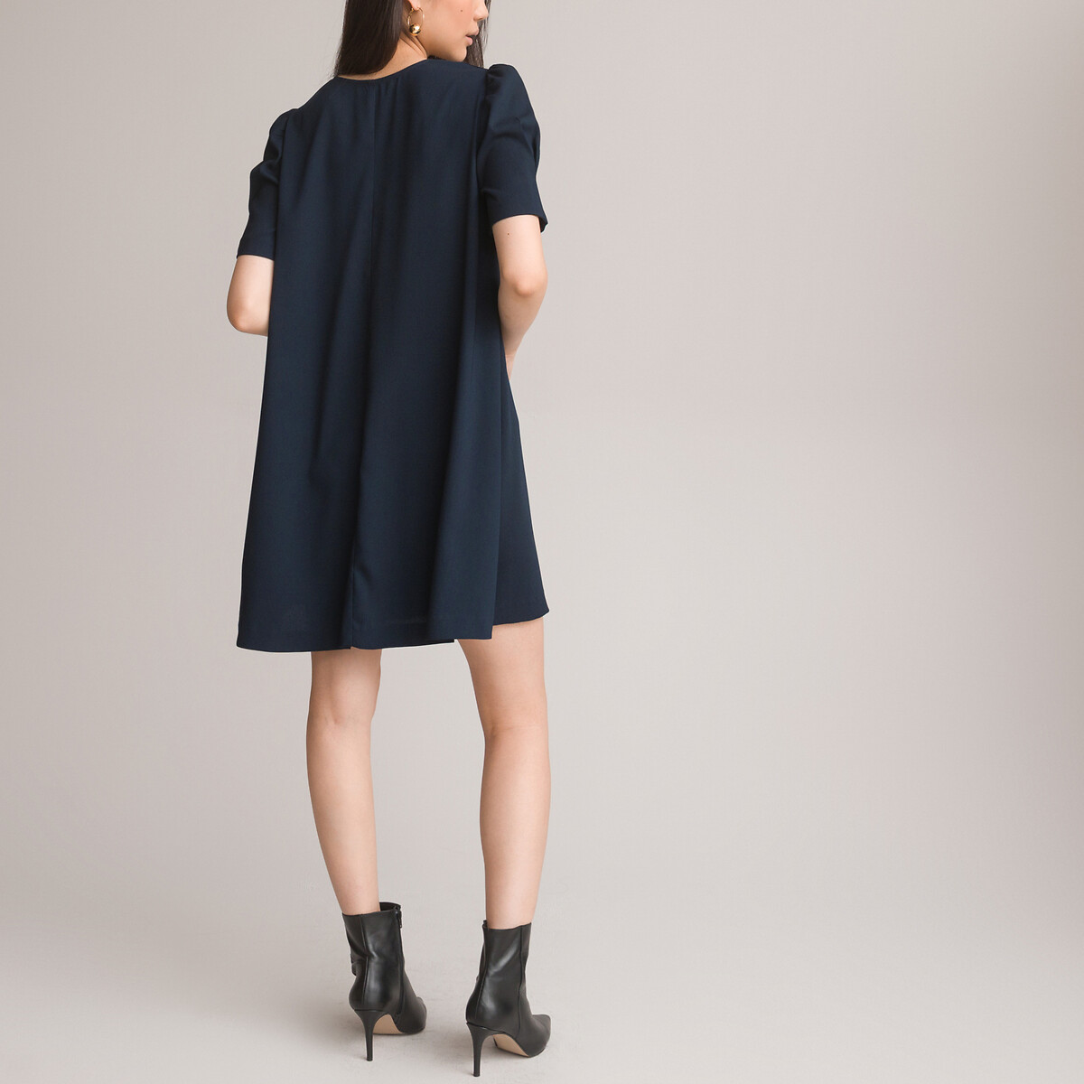 Платье Короткое с V-образным вырезом короткие рукава 54 синий LaRedoute, размер 54 - фото 4