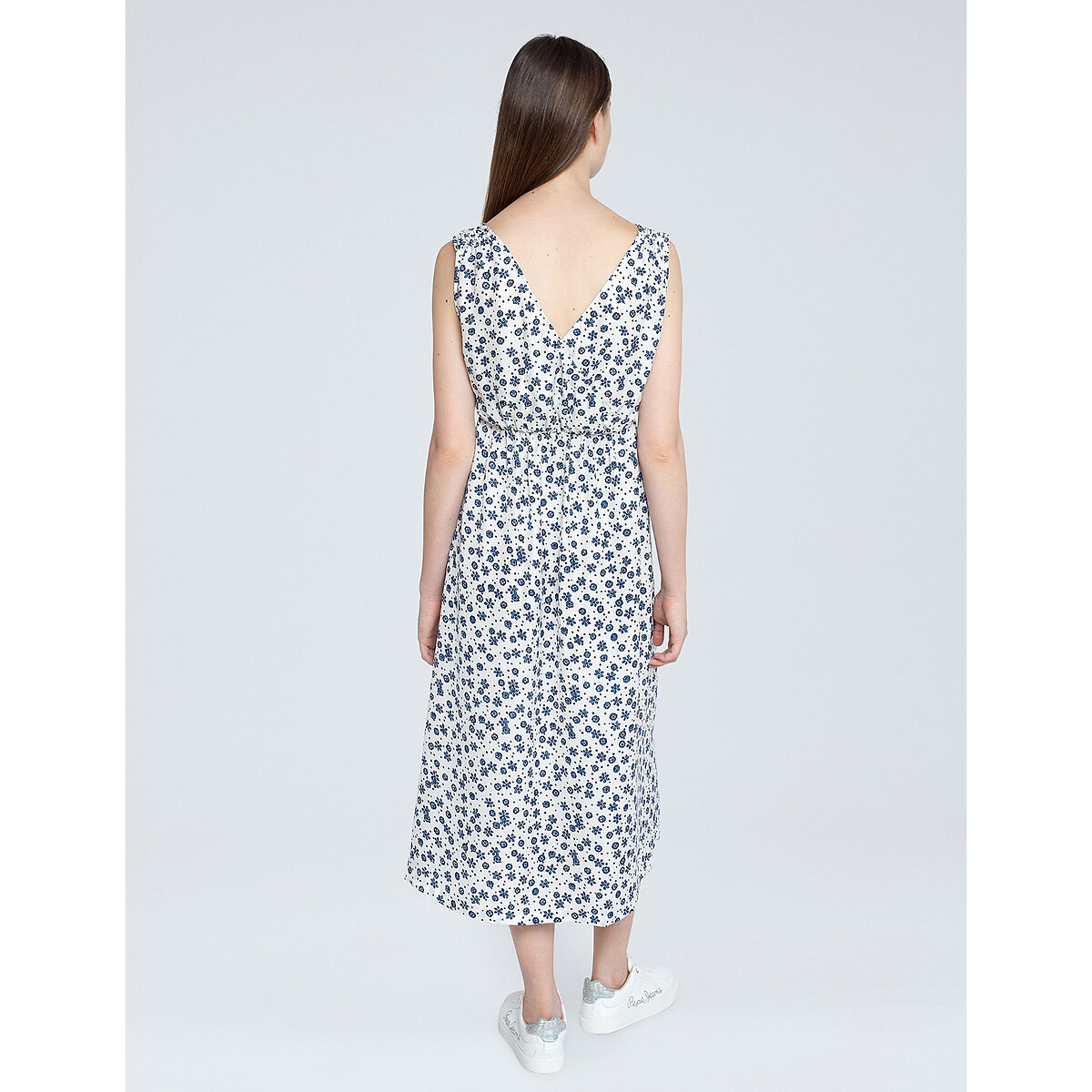 Платье LaRedoute Длинное с рисунком и V-образным вырезом без рукавов XL белый, размер XL - фото 2