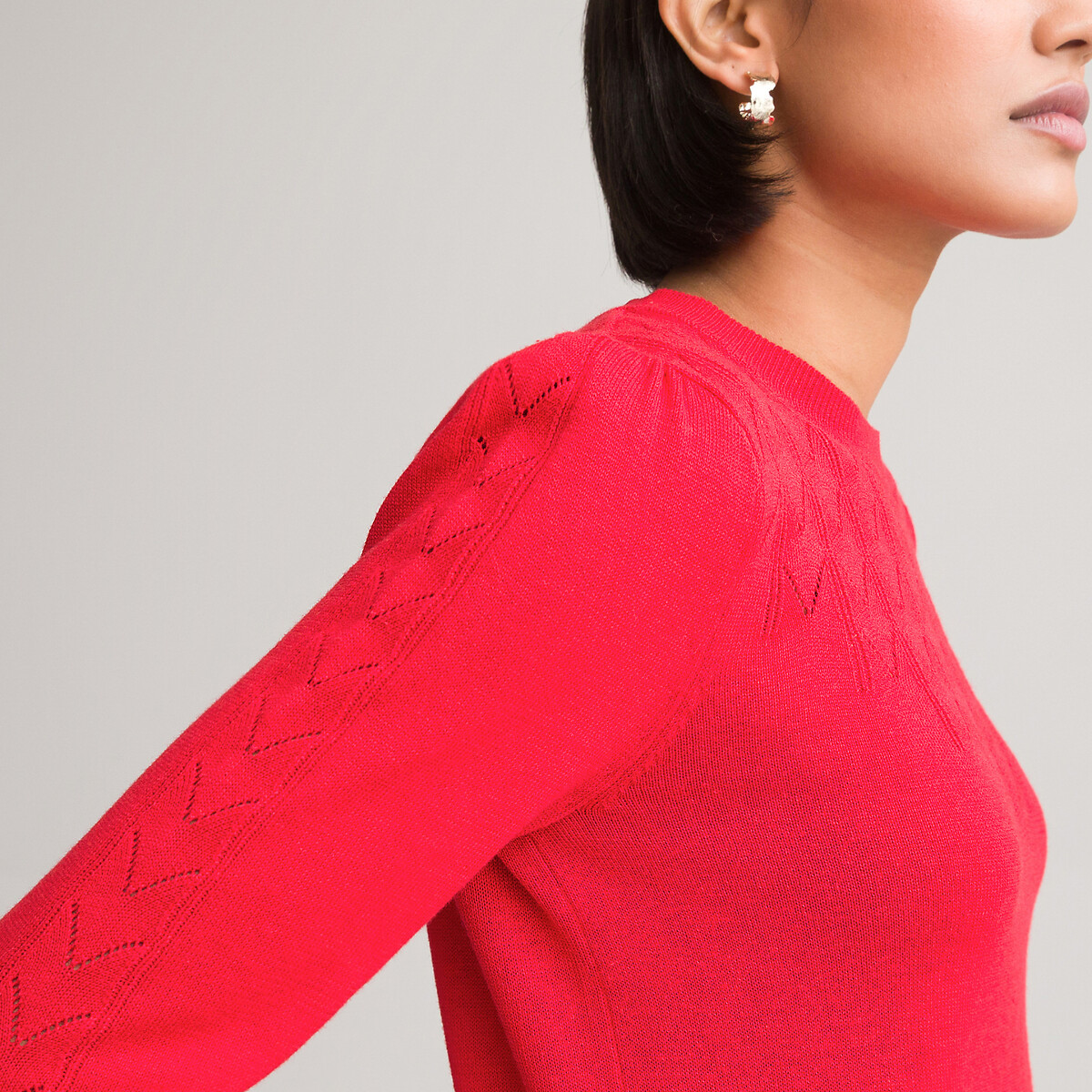 Пуловер LA REDOUTE COLLECTIONS С круглым вырезом из трикотажа пуантель S красный, размер S - фото 3