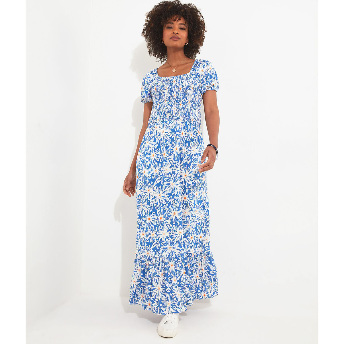 Платье с принтом и квадратным вырезом Daisy  50 синий LaRedoute, размер 50