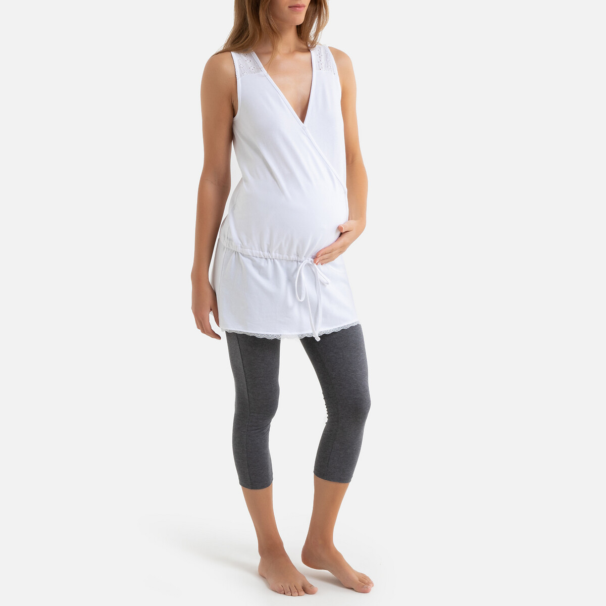 Пижама La Redoute Для периода беременности и грудного вскармливания 38/40 (FR) - 44/46 (RUS) белый, размер 38/40 (FR) - 44/46 (RUS)