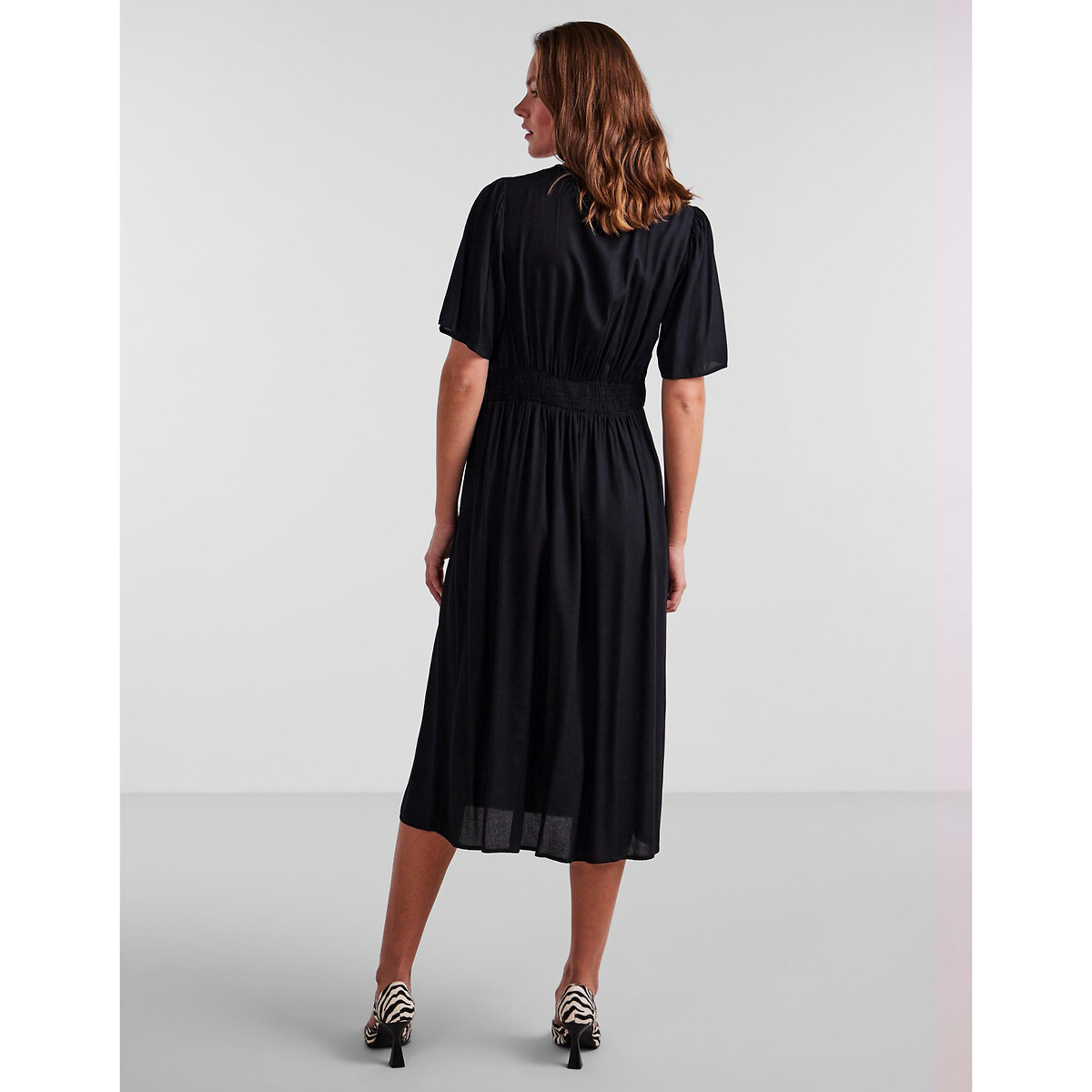 Платье Миди на пуговицах S черный LaRedoute, размер S - фото 4