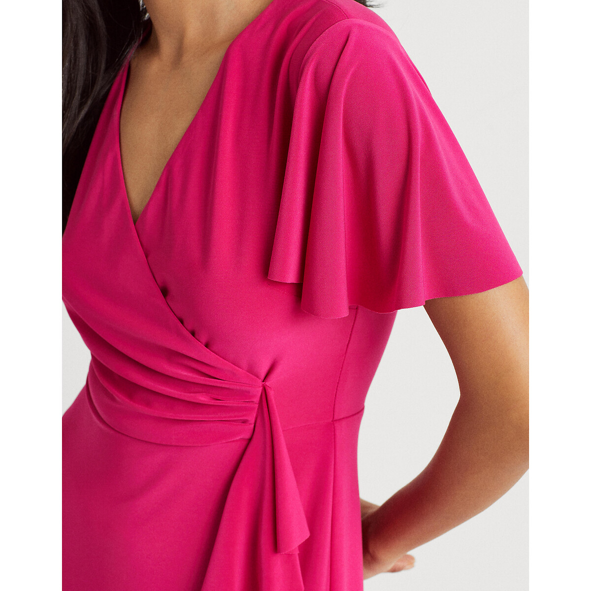 Платье LaRedoute С запахом и короткими рукавами 40 (FR) - 46 (RUS) розовый, размер 40 (FR) - 46 (RUS) С запахом и короткими рукавами 40 (FR) - 46 (RUS) розовый - фото 4