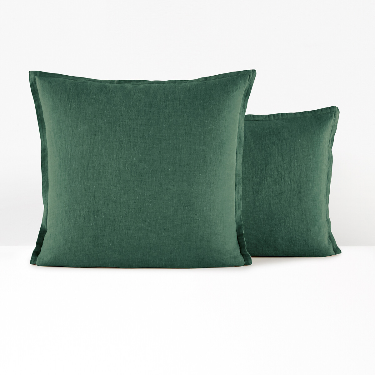 Наволочка Однотонная на подушку или валик из стираного льна 50 x 70 см зеленый