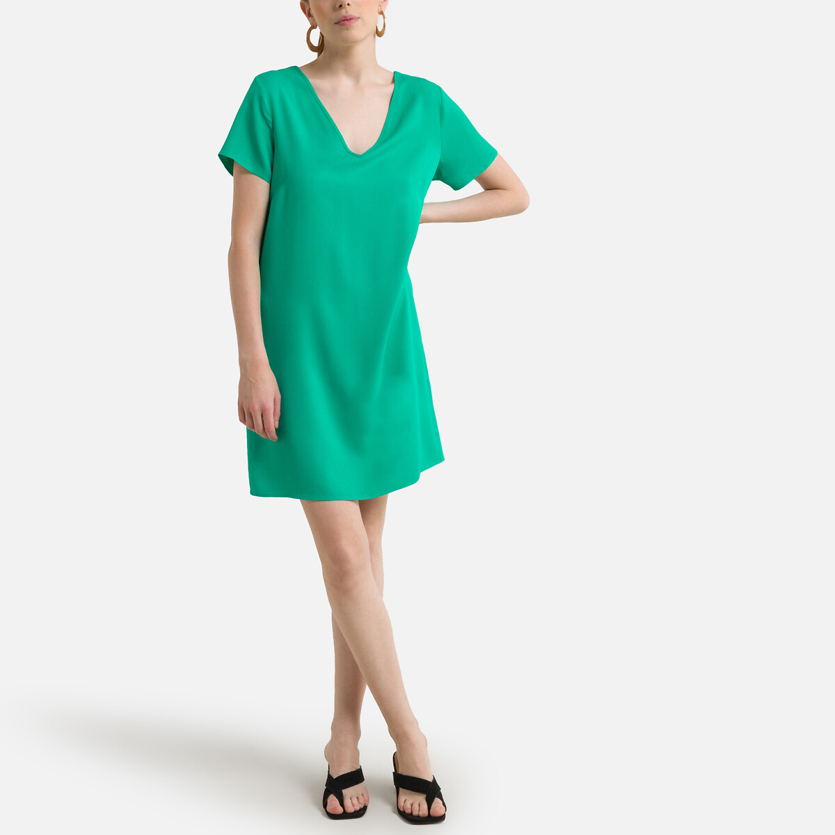 Платье VILA Короткое с V-образным вырезом 42 зеленый, размер 42 - фото 2