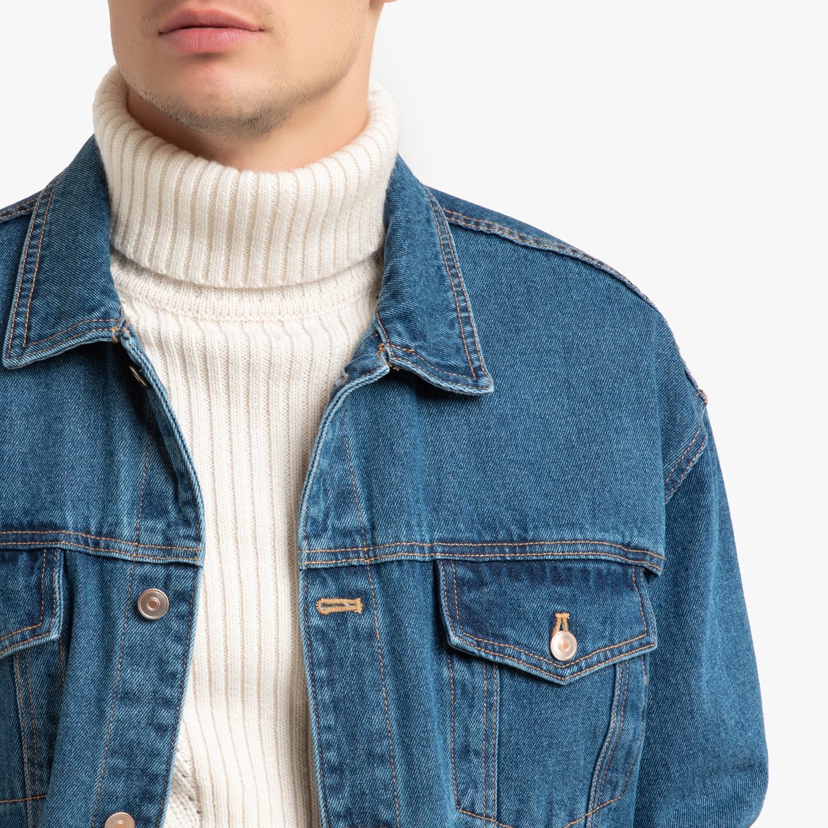 Куртка La Redoute Покроя оверсайз из джинсовой ткани свободный покрой M синий, размер M - фото 4