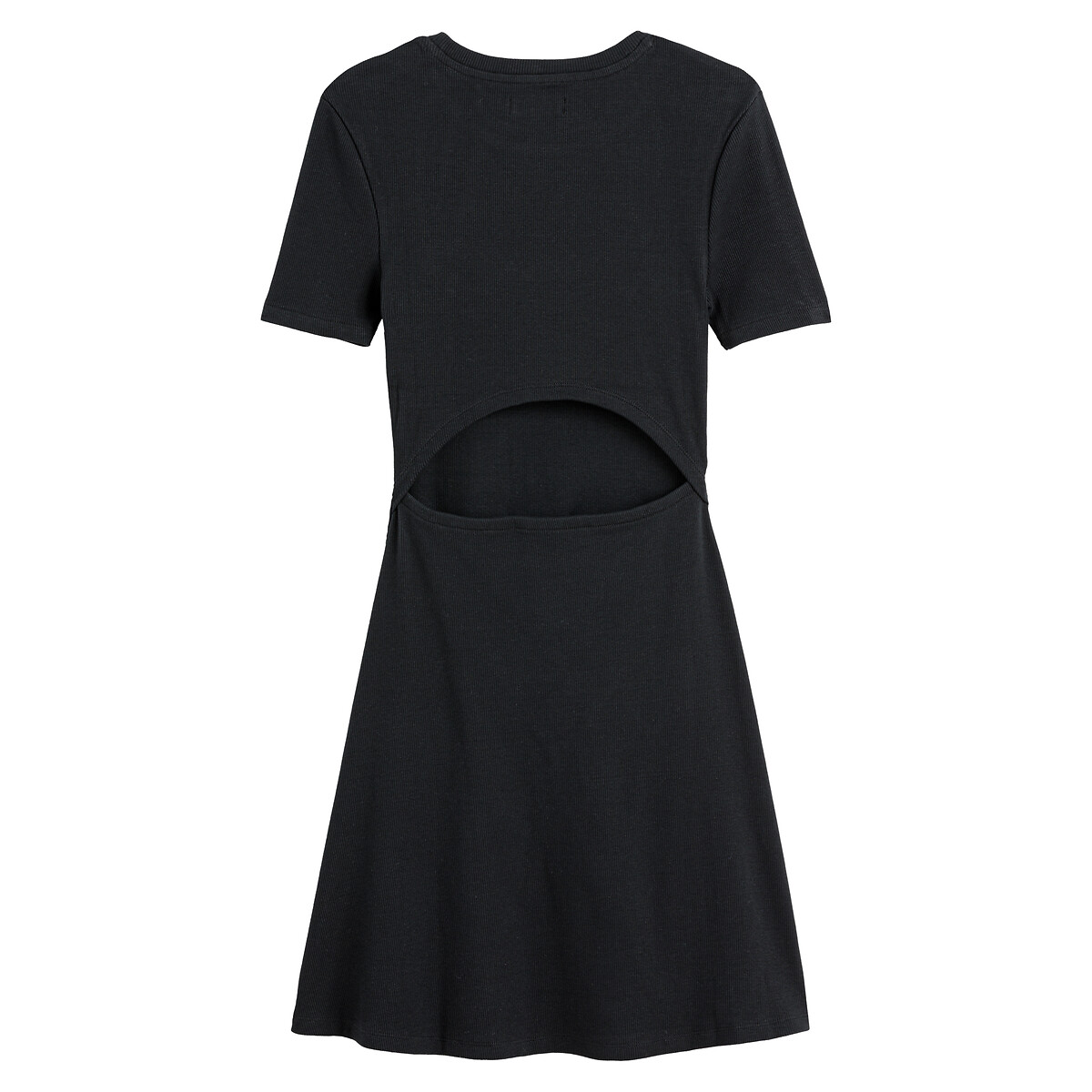 Платье С короткими рукавами в рубчик 16 лет - 162 см черный1
