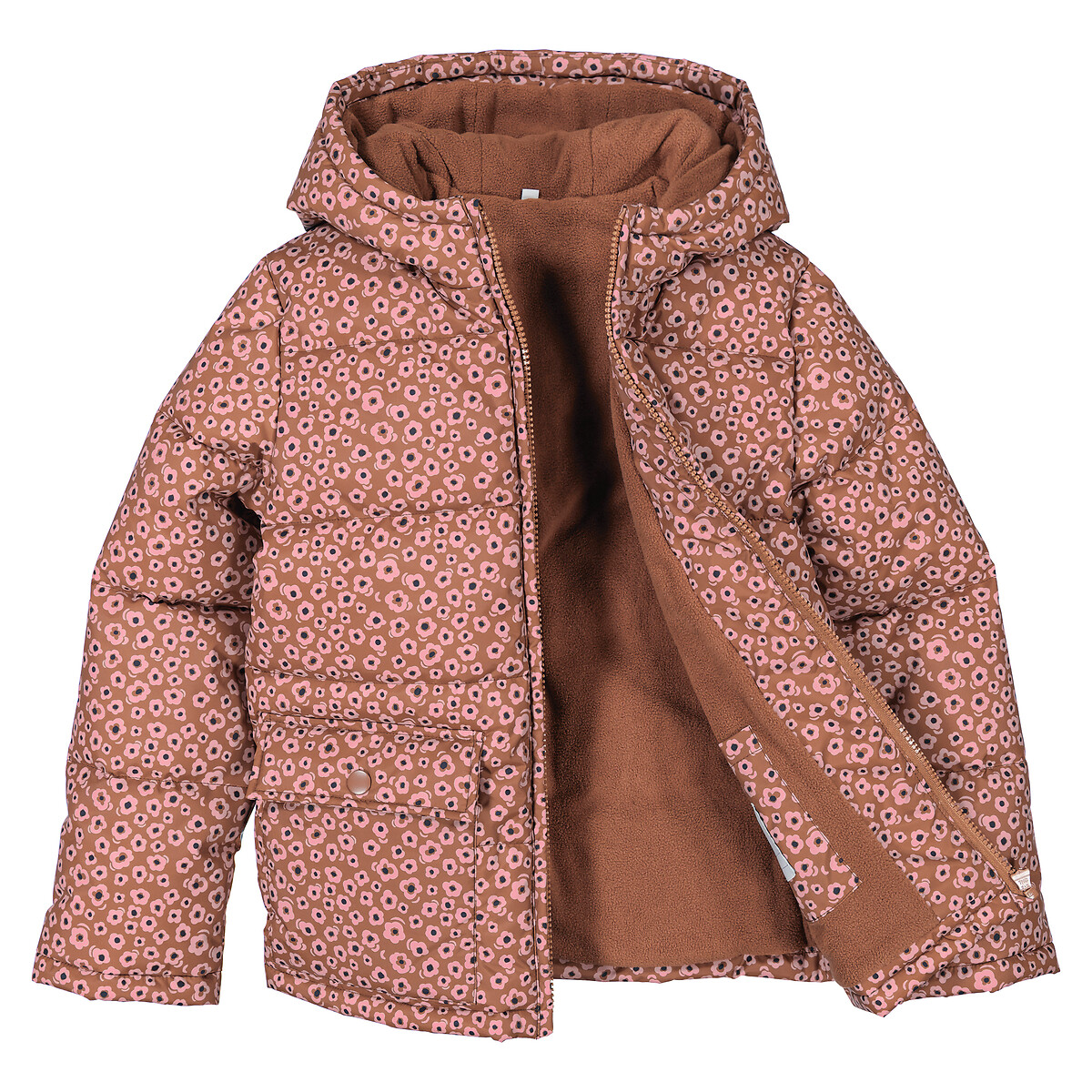 Куртка Стеганая утепленная с капюшоном цветочный принт 10 лет - 138 см каштановый LaRedoute, размер 10 лет - 138 см - фото 4