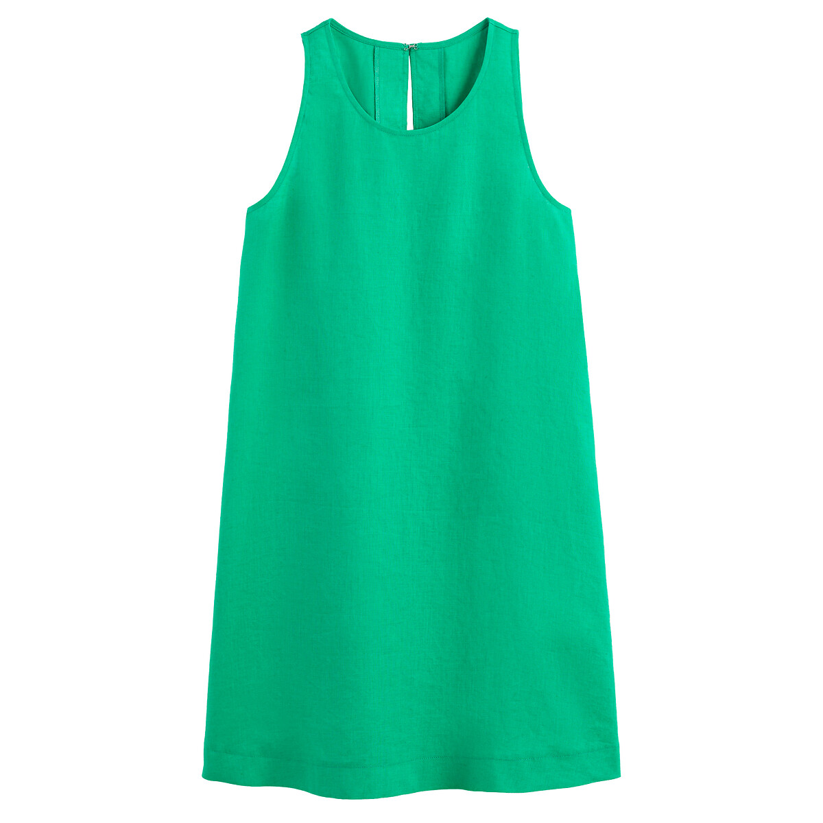 Платье Короткое без рукавов 100 лен 54 зеленый LaRedoute, размер 54 - фото 5
