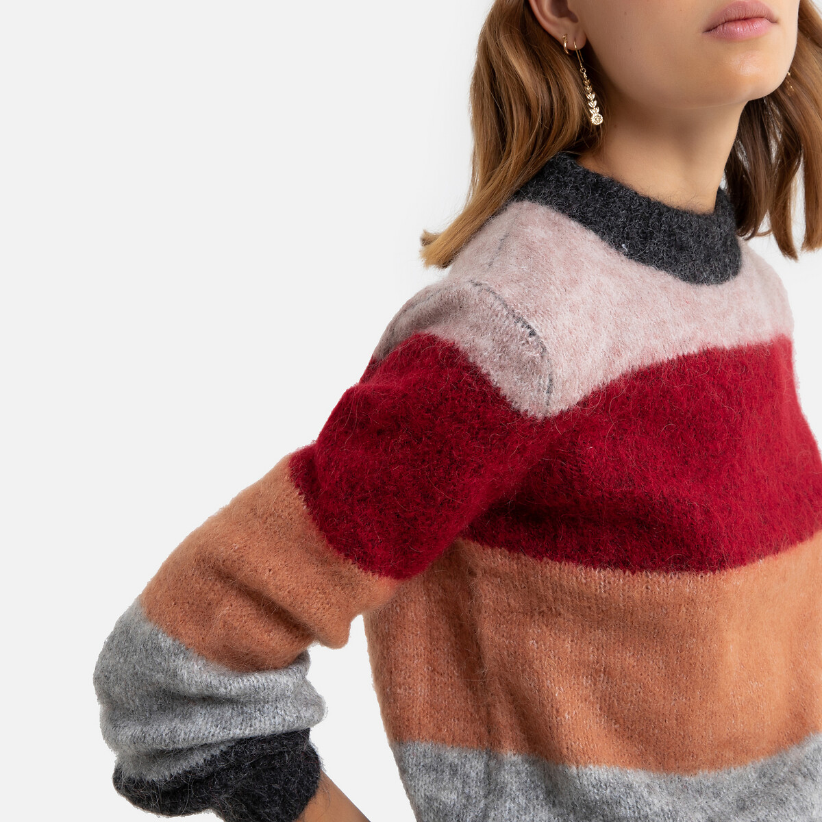 Пуловер La Redoute В широкую полоску из плотного трикотажа M/L серый, размер M/L В широкую полоску из плотного трикотажа M/L серый - фото 3