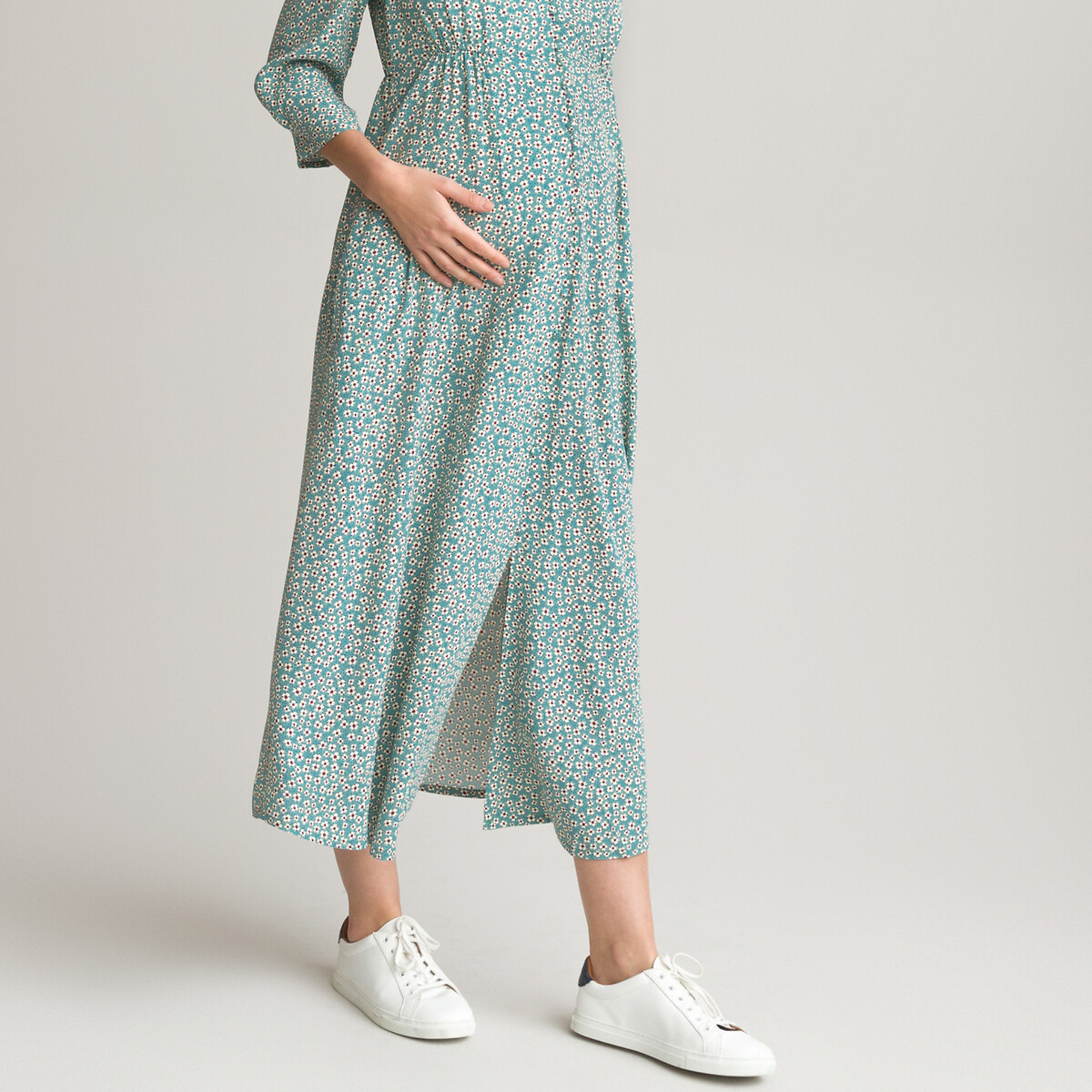 Платье LA REDOUTE COLLECTIONS Для периода беременности длинное с цветочным принтом 46 разноцветный, размер 46 - фото 3