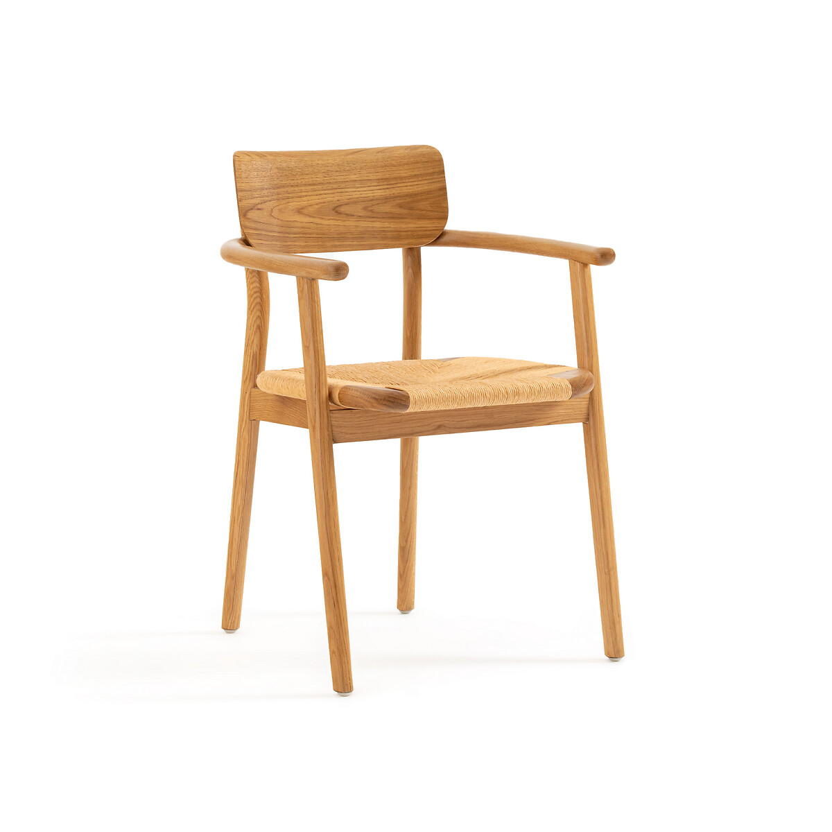 Кресло Для столовой из массива дуба и плетеного материала Pipo единый размер каштановый