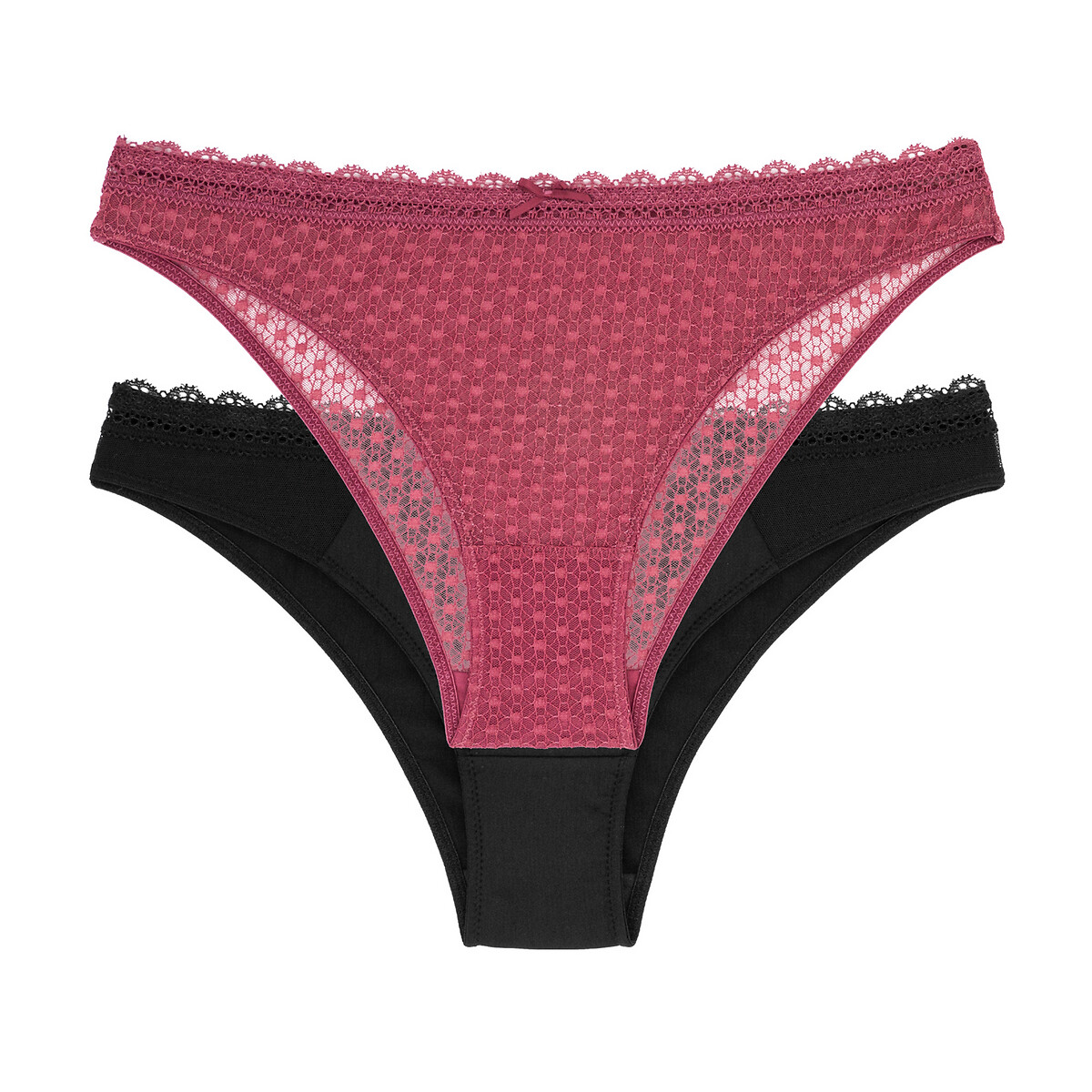 

2 трусов-танга LaRedoute, Розовый, Из кружева Reese XL розовый