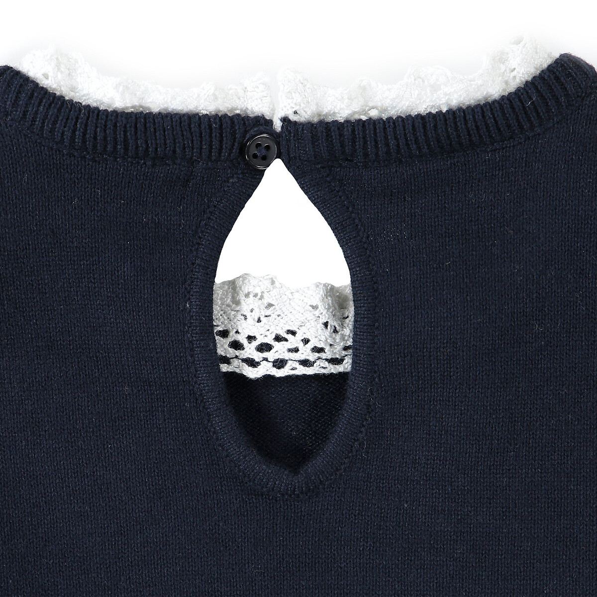 Пуловер La Redoute С эффектом  в  воротник связан крючком  4 года - 102 см синий, размер 4 года - 102 см - фото 4