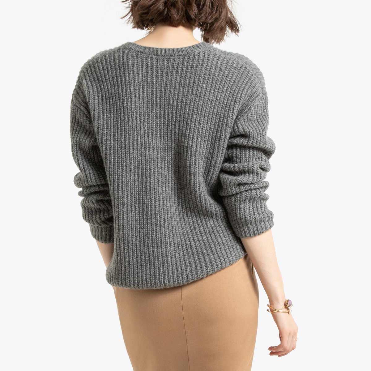 Пуловер La Redoute С воротником-стойка S серый, размер S - фото 3