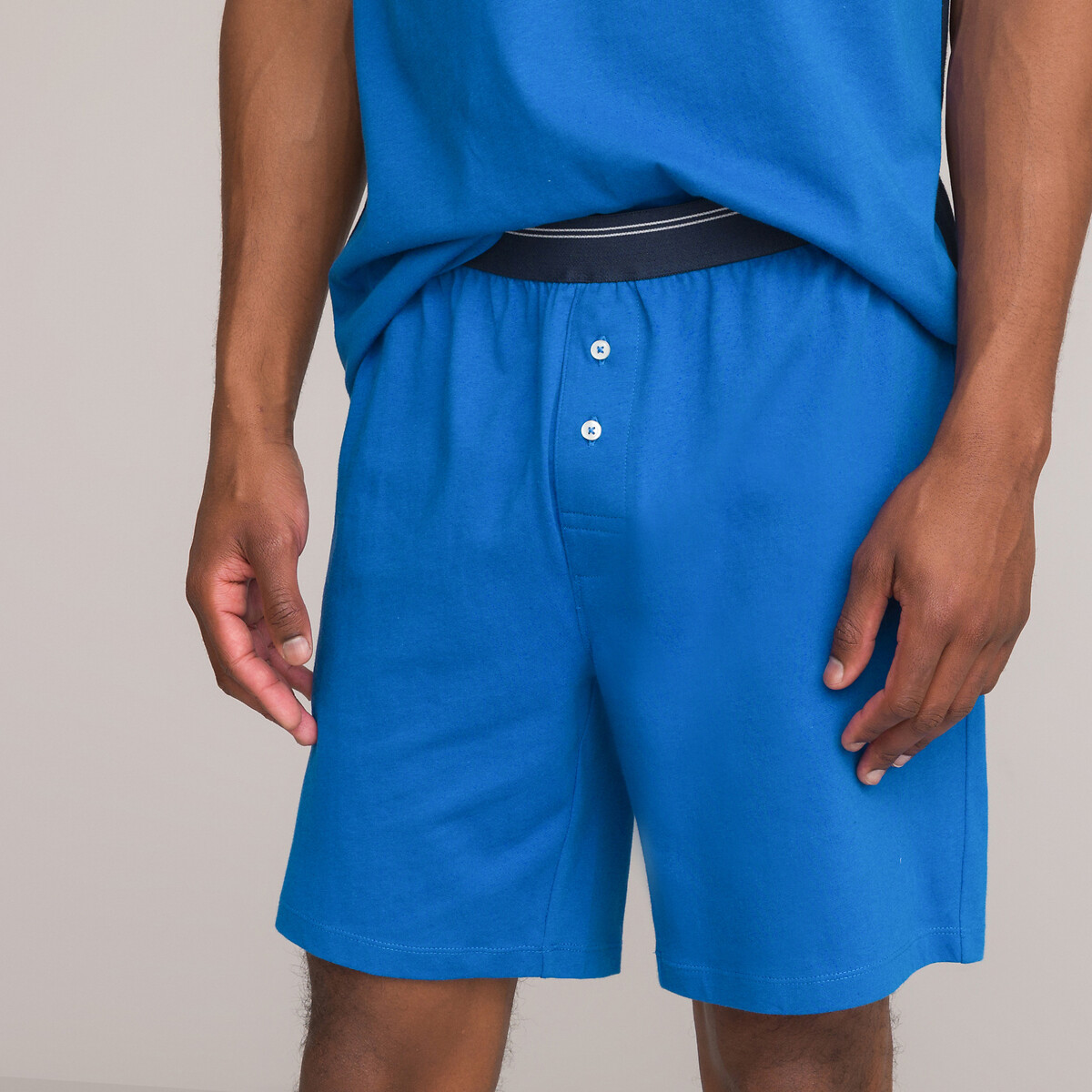Пижама LA REDOUTE COLLECTIONS С шортами из биохлопка XXL синий, размер XXL - фото 3