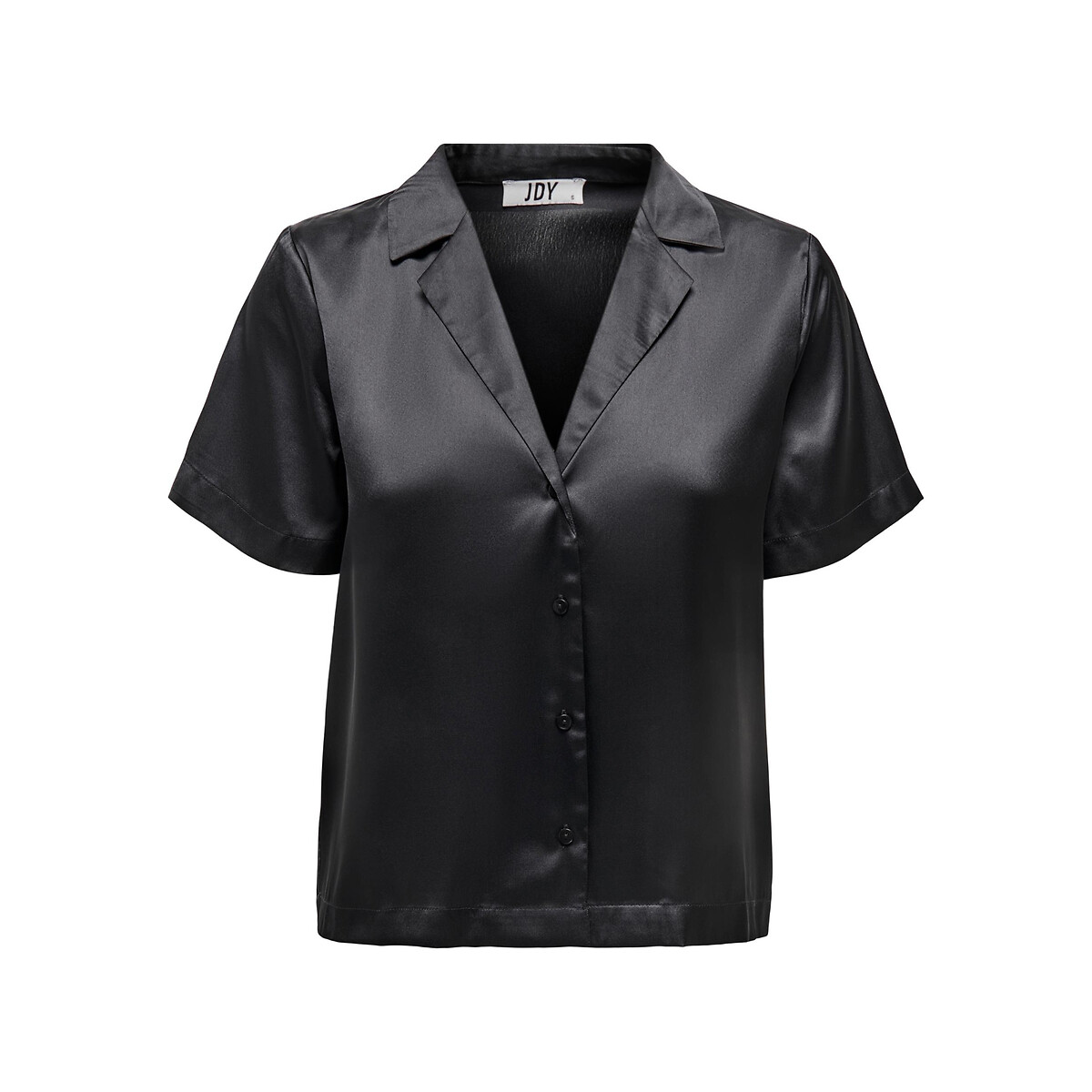 Блузка Из сатина короткие рукава XL черный LaRedoute, размер XL - фото 2