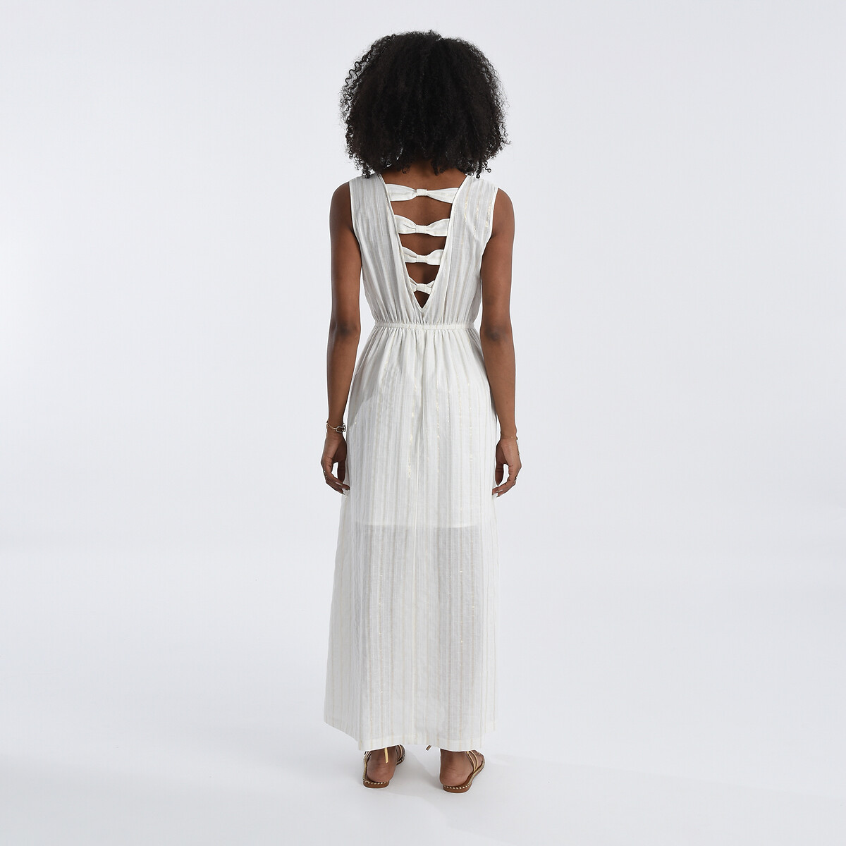 Платье Длинное без рукавов бантики на спинке XS белый LaRedoute, размер XS - фото 4