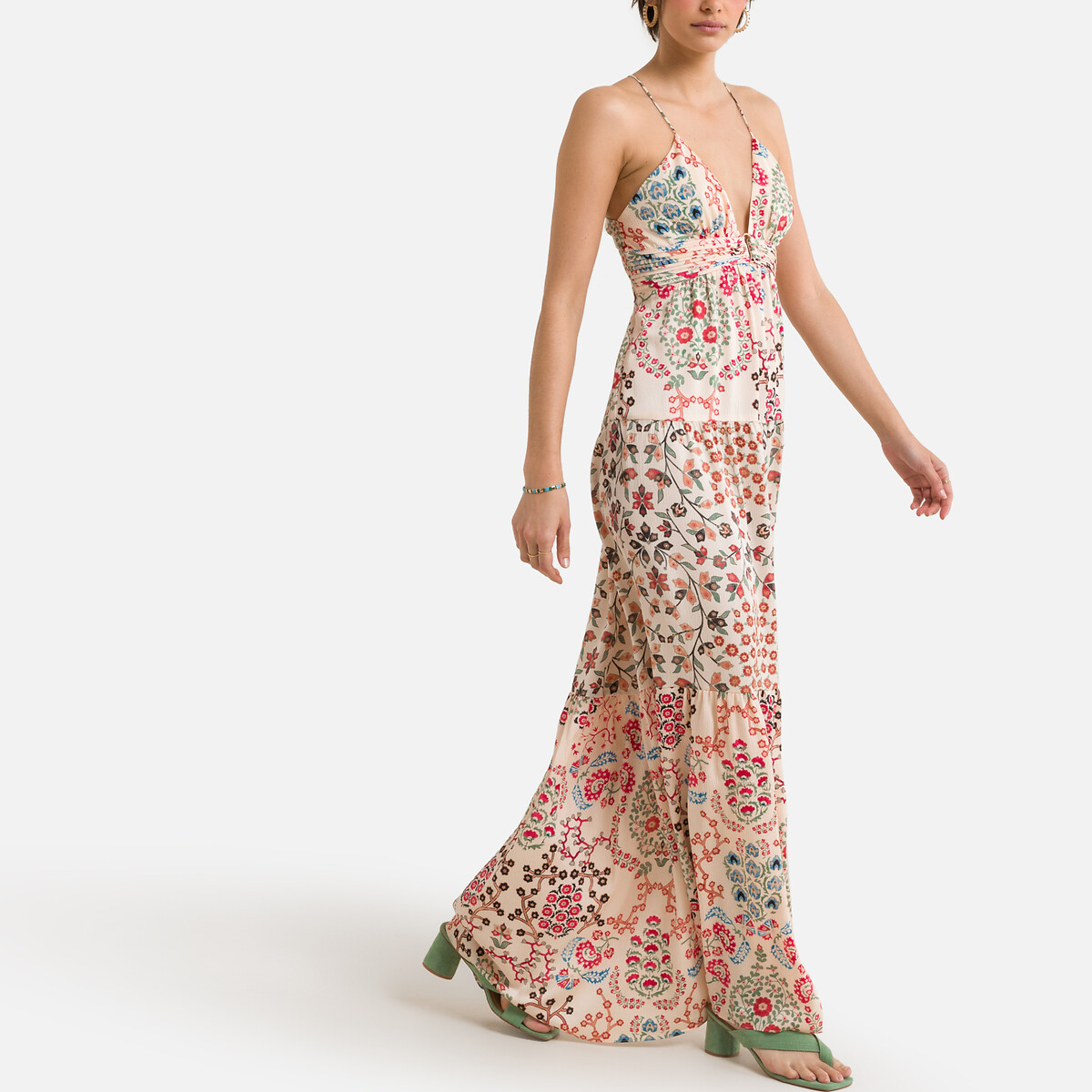 Платье BA&SH Длинное с принтом GISELE 1(S) бежевый, размер 1(S) Длинное с принтом GISELE 1(S) бежевый - фото 1