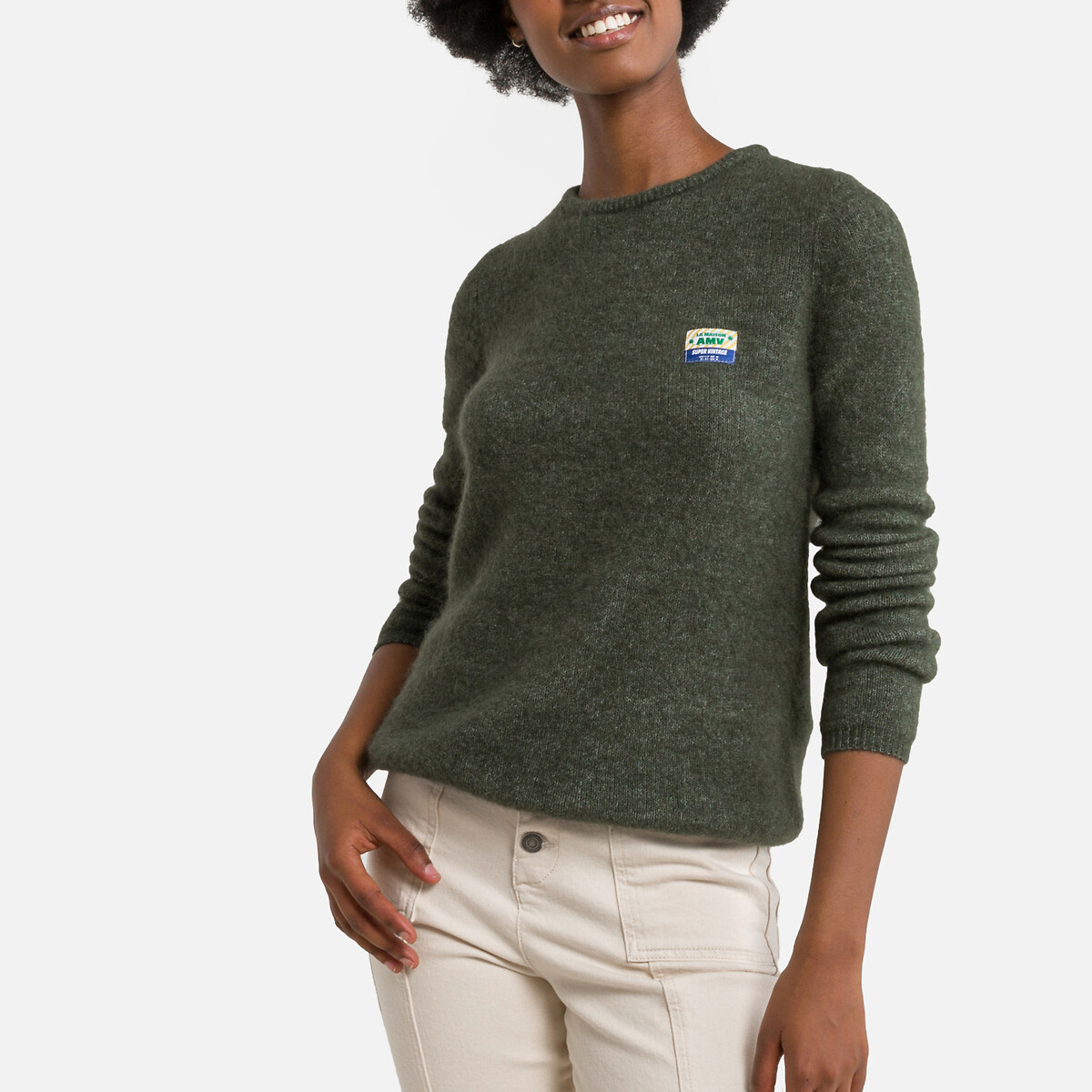 Пуловер с круглым вырезом VITOW S зеленый пуловер с круглым вырезом из тонкого трикотажа vitow xs s бежевый