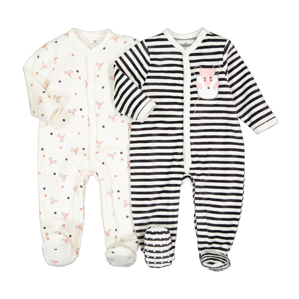 

Комплект из 2 пижам из LaRedoute, Разноцветный, Велюра 0-2 лет 3 мес. - 60 см разноцветный
