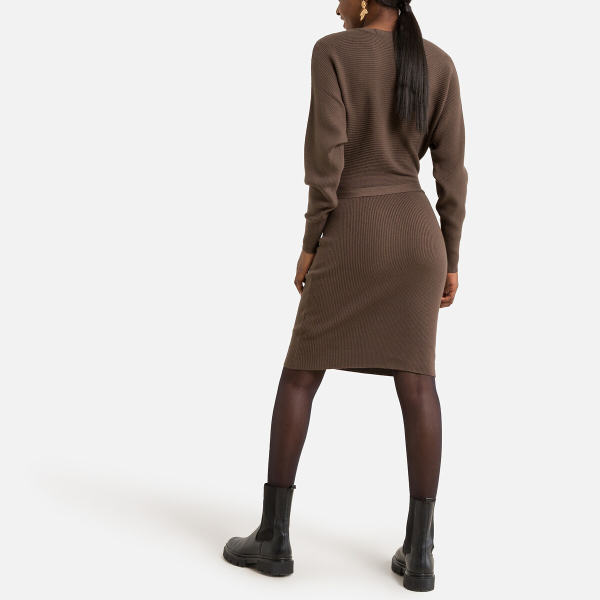 Платье-пуловер VERO MODA Платье-пуловер С завязками XL каштановый, размер XL - фото 4