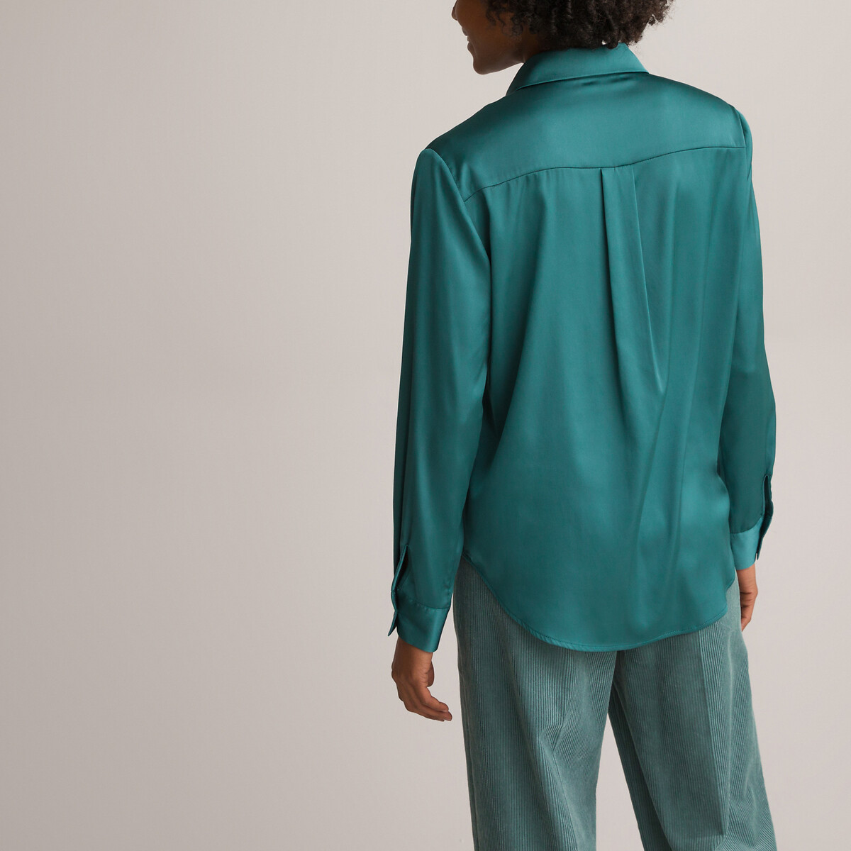 Рубашка С длинными рукавами атласная 44 (FR) - 50 (RUS) зеленый LaRedoute, размер 44 (FR) - 50 (RUS) Рубашка С длинными рукавами атласная 44 (FR) - 50 (RUS) зеленый - фото 4
