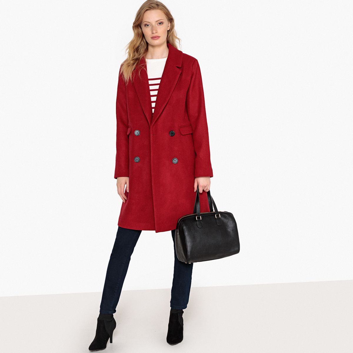 Manteau masculin mi-long en laine mélangée