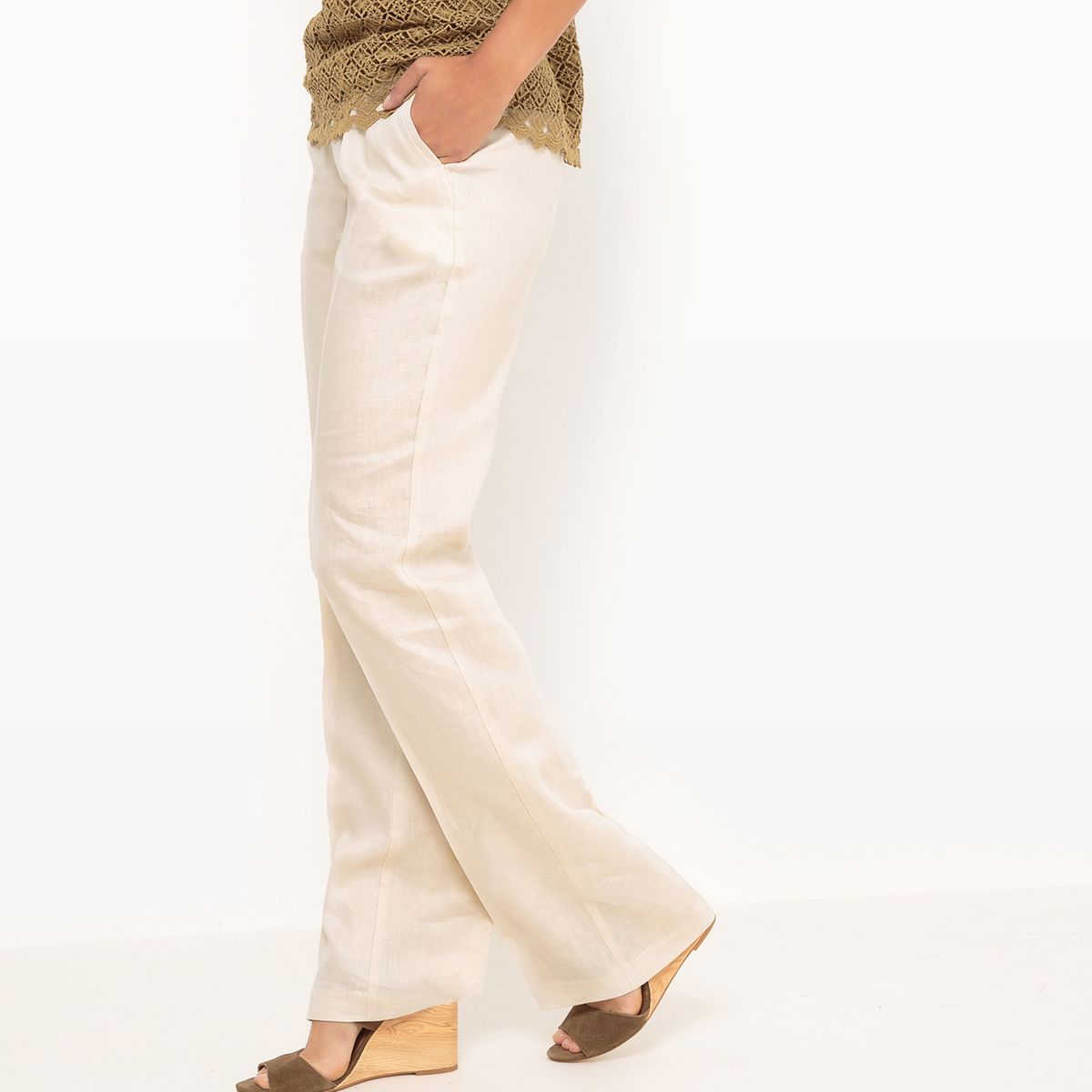 Pantalon droit, 100% lin