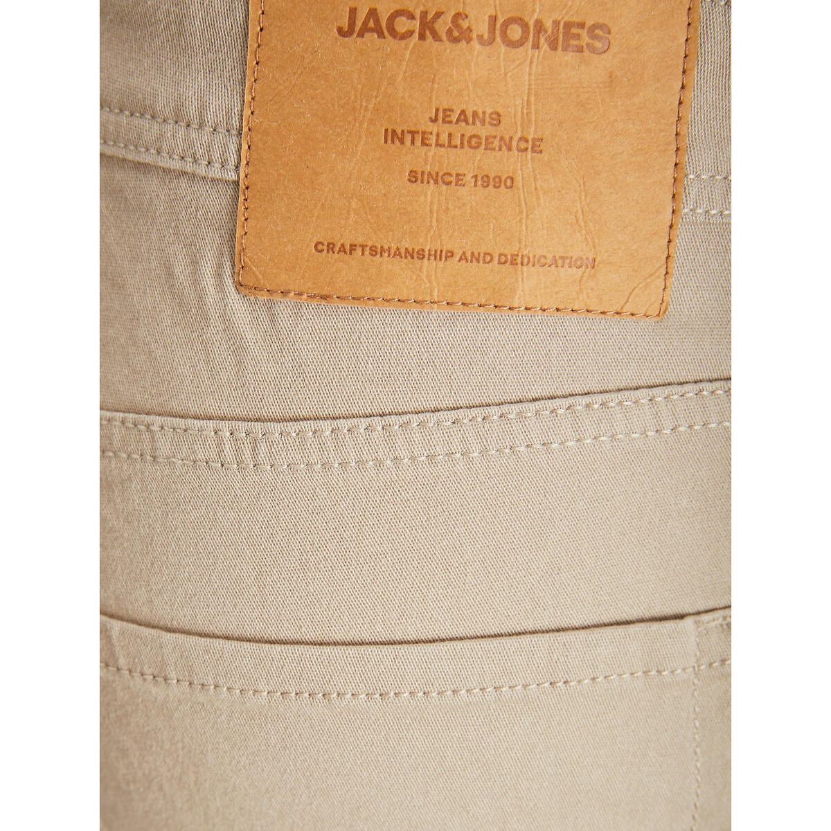 Брюки JACK & JONES Зауженные из ткани стрейч с пятью карманами 28 бежевый - фото 5