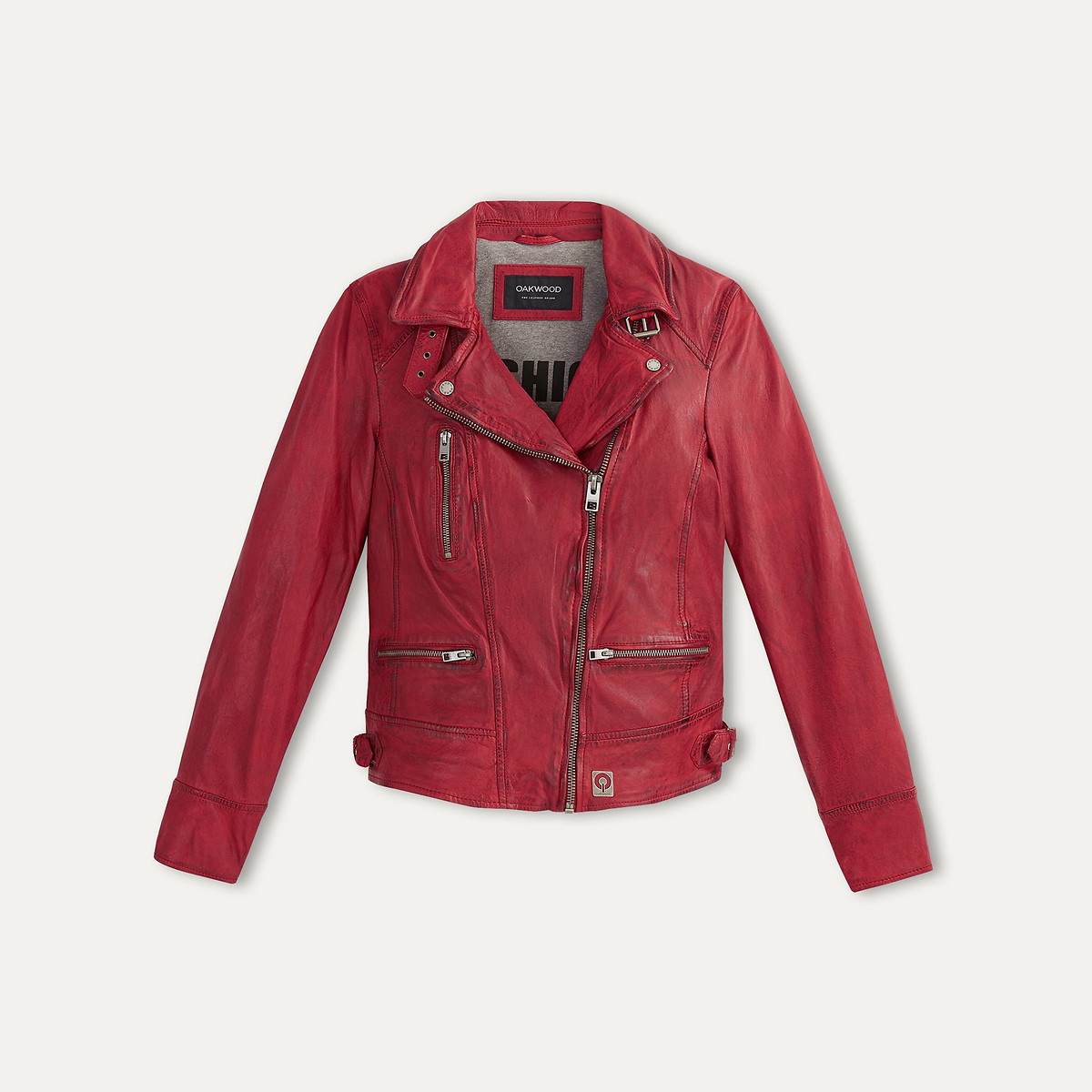 Куртка OAKWOOD Приталенная из кожи мутона VIDEO S красный, размер S - фото 5