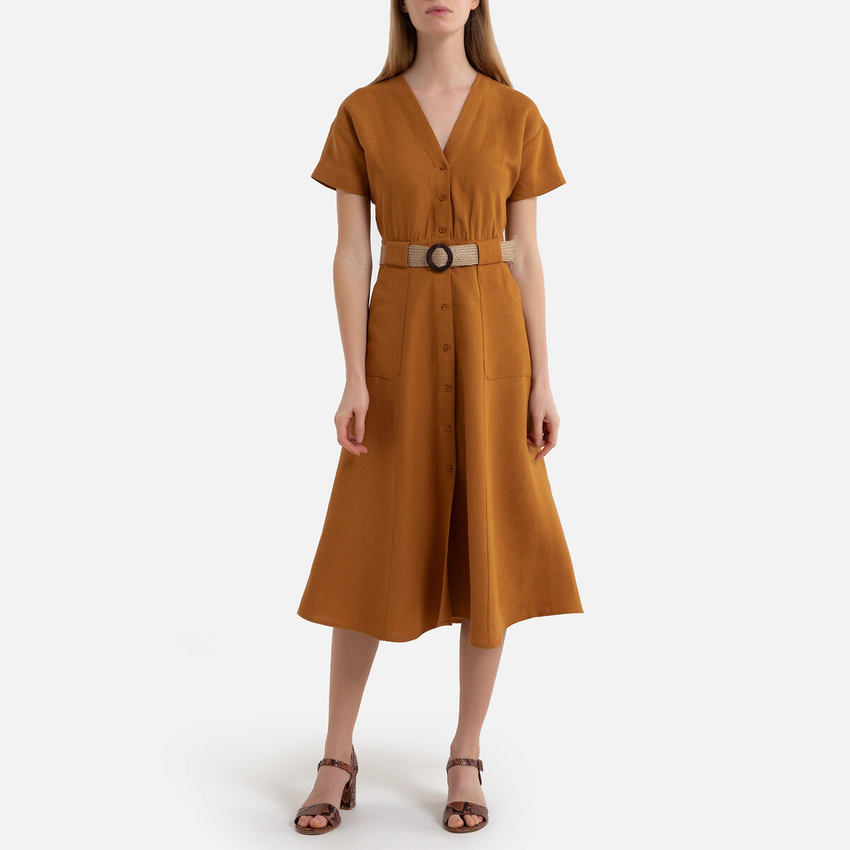 

Платье LaRedoute, Желтый, Расклешенное CALA RAFIA S желтый