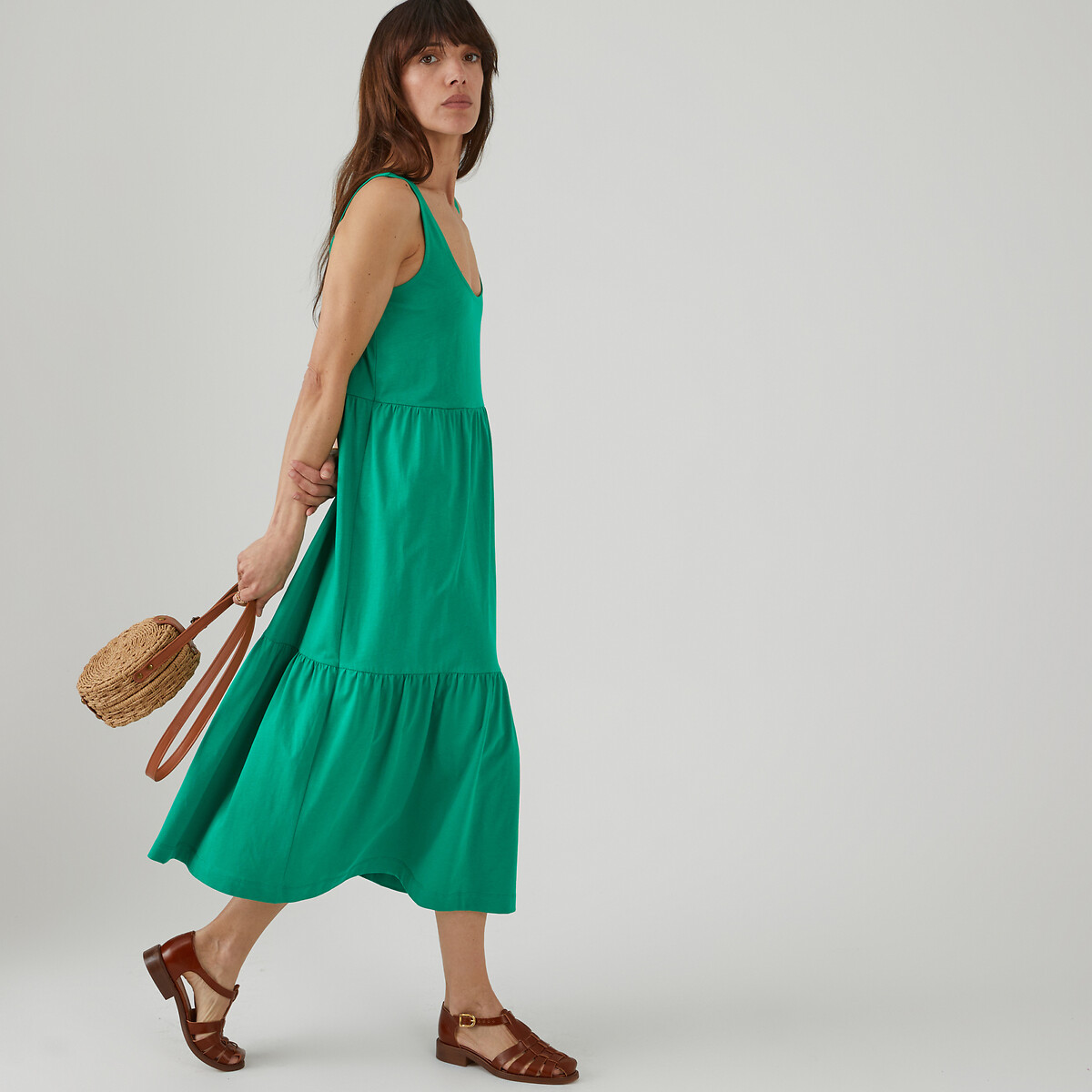 Платье без рукавов расклешенное из джерси  L зеленый LaRedoute, размер L - фото 3