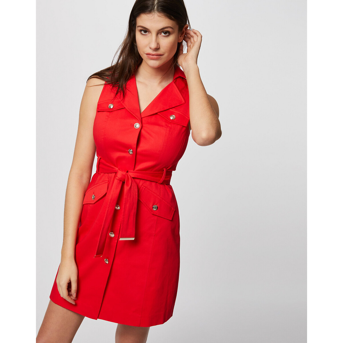 

Платье La Redoute, Красный, С карманами на пуговицах с бантиком на поясе 38 (FR) - 44 (RUS) красный