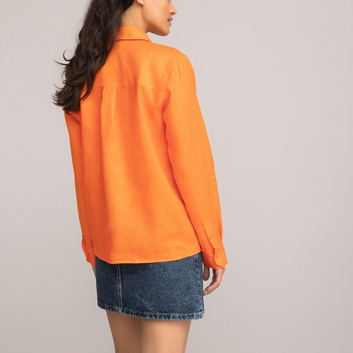 Рубашка Из льна с длинными рукавами 46 (FR) - 52 (RUS) оранжевый LaRedoute, размер 46 (FR) - 52 (RUS) Рубашка Из льна с длинными рукавами 46 (FR) - 52 (RUS) оранжевый - фото 4