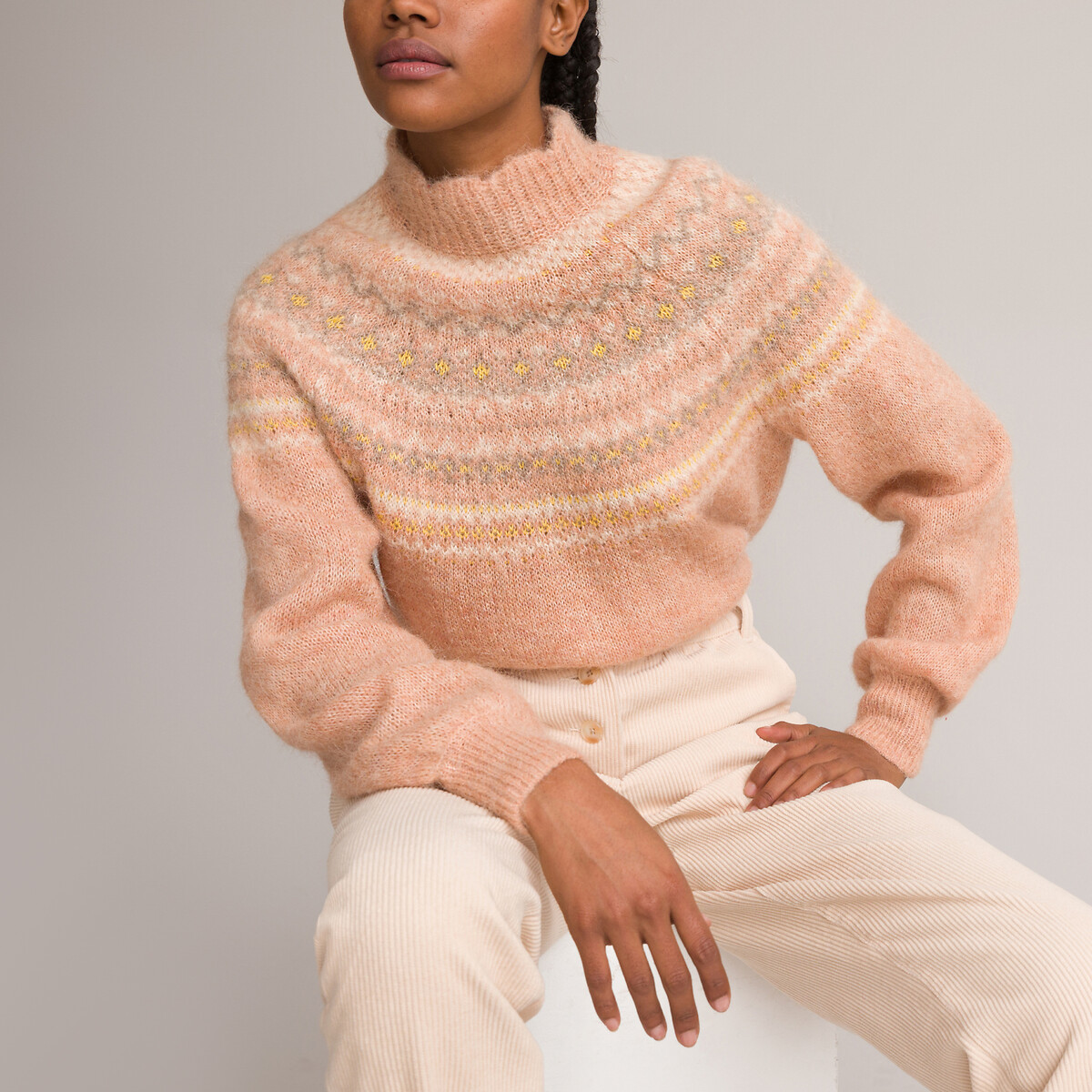 Пуловер С воротником-стойкой с жаккардовым узором L разноцветный LaRedoute, размер L - фото 3