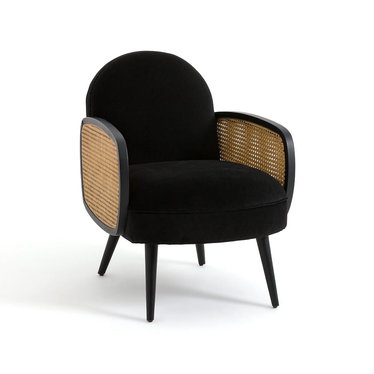 Кресло BUISSEAU с велюровой и плетеной отделкой единый размер черный