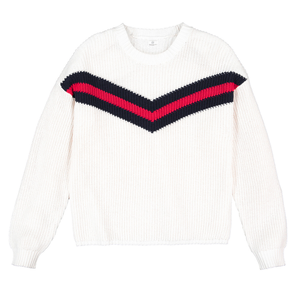 Пуловер La Redoute С круглым вырезом из плотного трикотажа  18 лет - 168 см белый, размер 18 лет - 168 см - фото 2