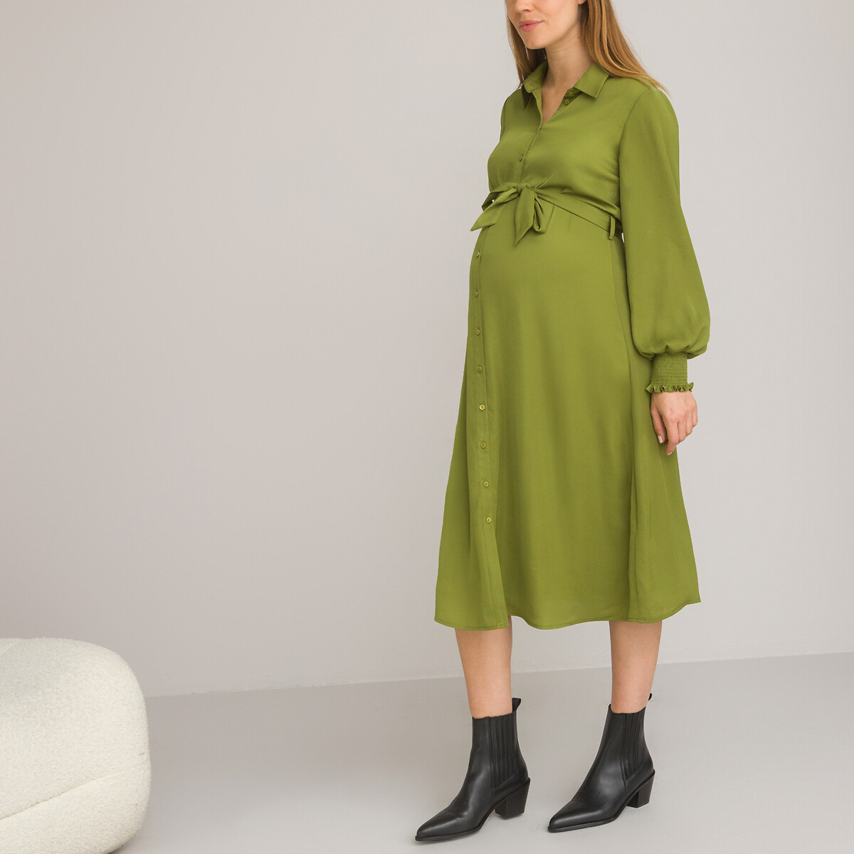 Платье-рубашка для периода беременности с длинными рукавами 42 зеленый платье длинное с принтом пейсли для периода беременности 42 фиолетовый