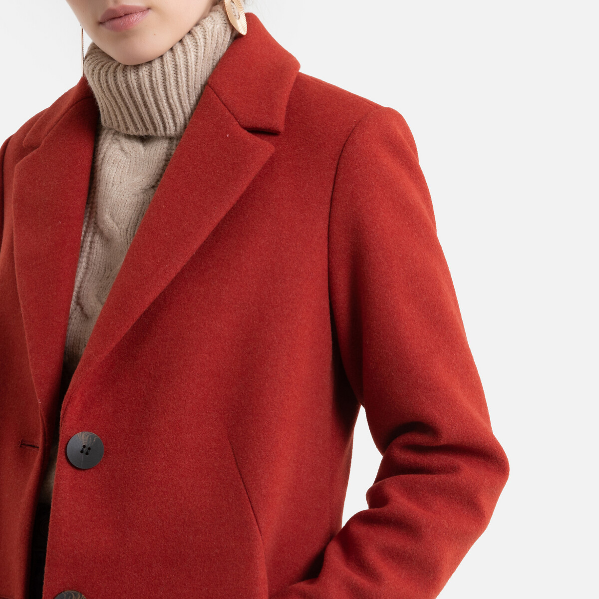 Пальто LaRedoute Прямое средней длины воротник-стойка XL оранжевый, размер XL - фото 3