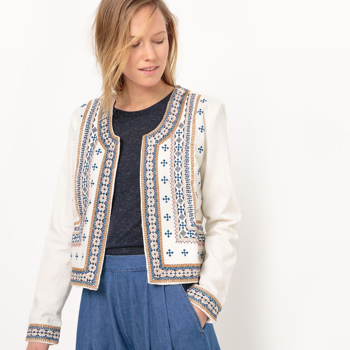 Veste esprit folk, brodée