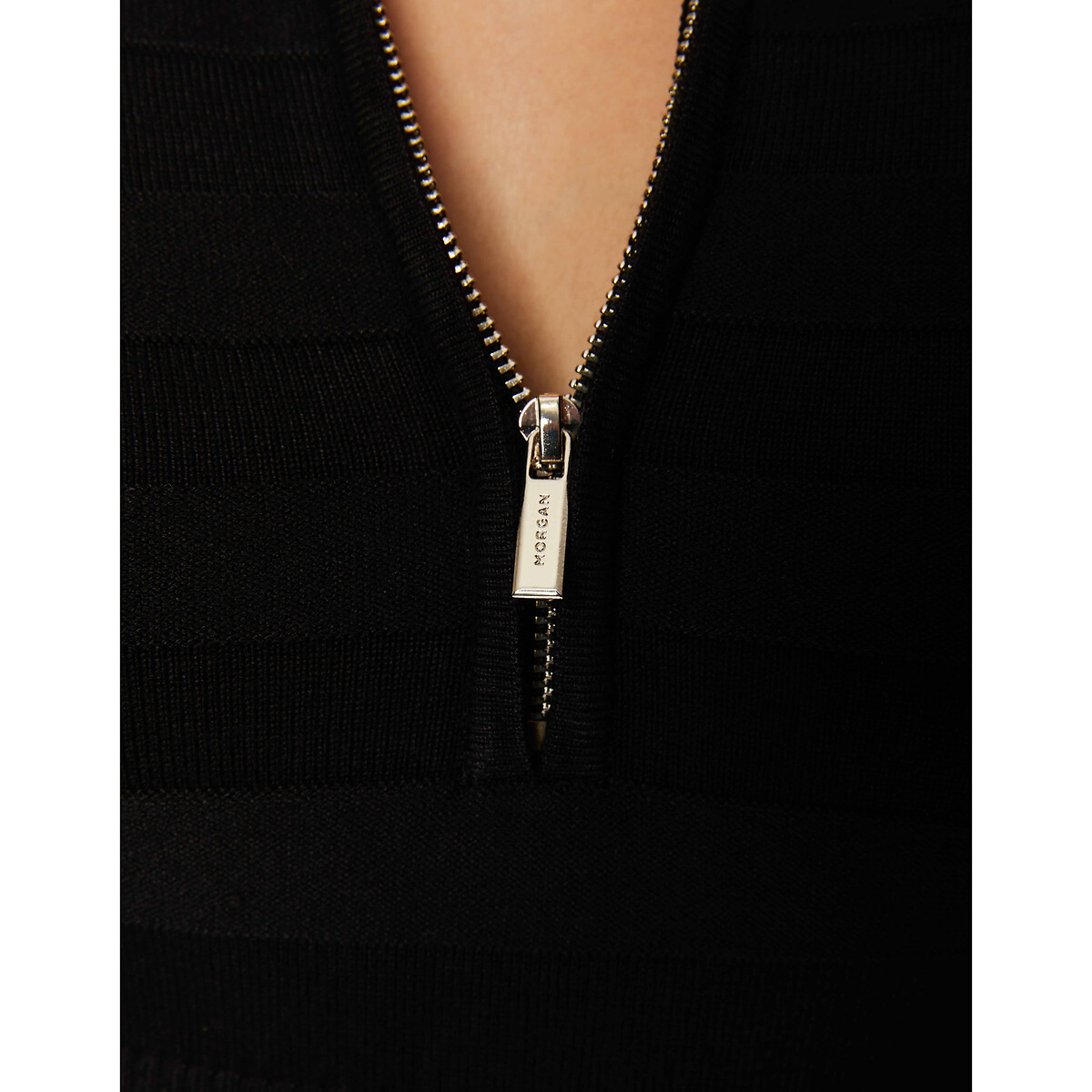 Пуловер MORGAN С воротником-стойкой на молнии XS черный, размер XS - фото 3